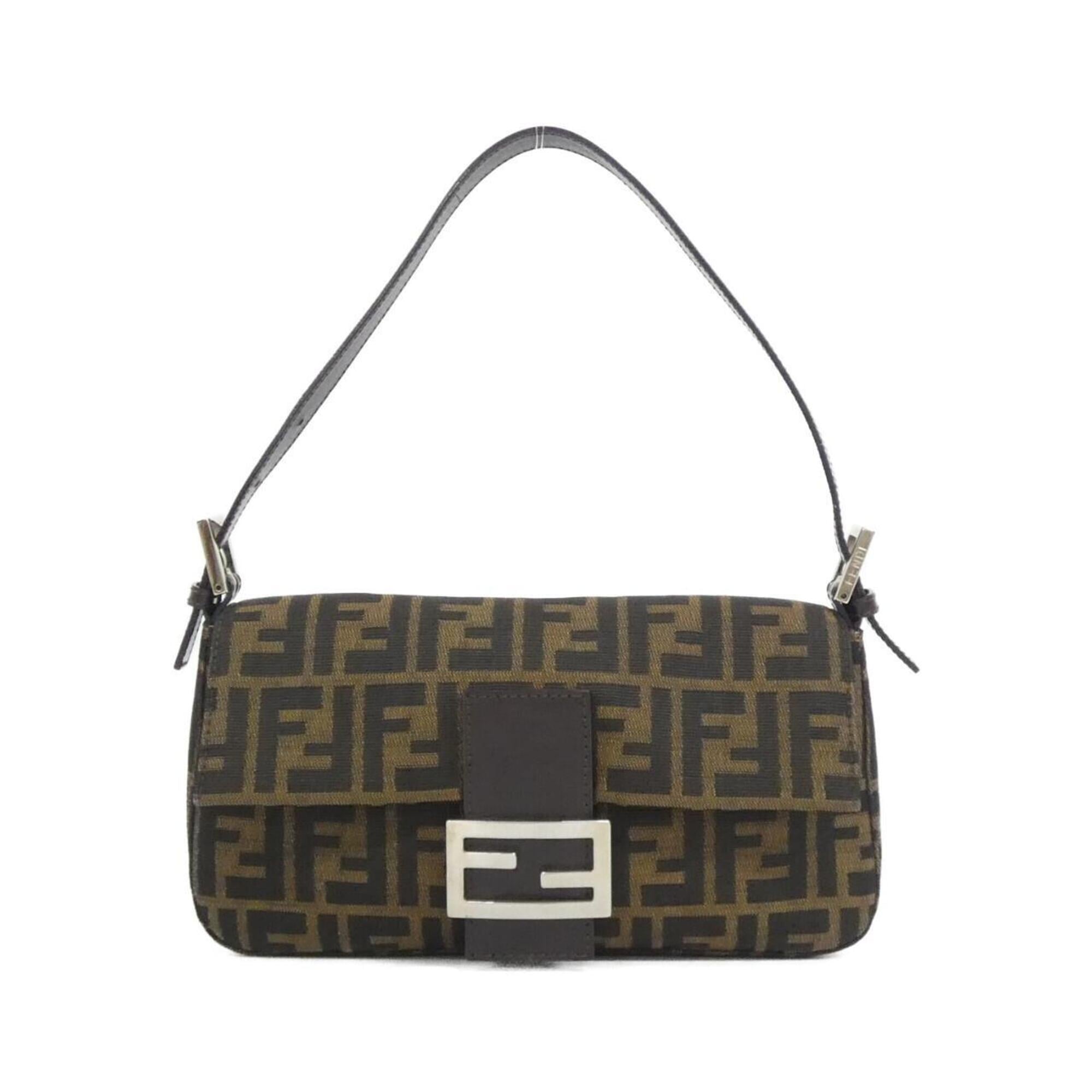 Fendi Baguette Brown Canvas Shoulder Bag (Pre-Owned)