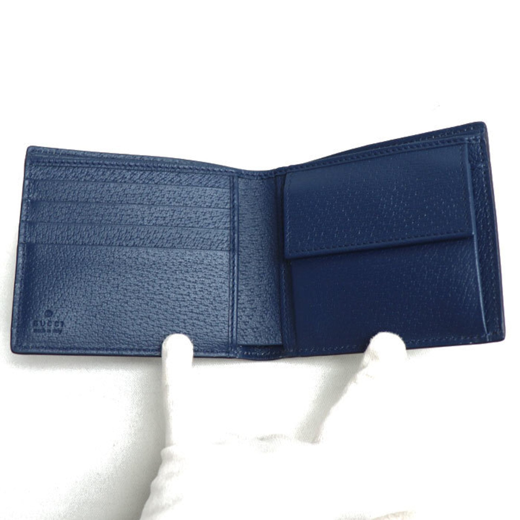Gucci Beige Navy Gg Supreme Wallet (Bi-Fold) (Pre-Owned)