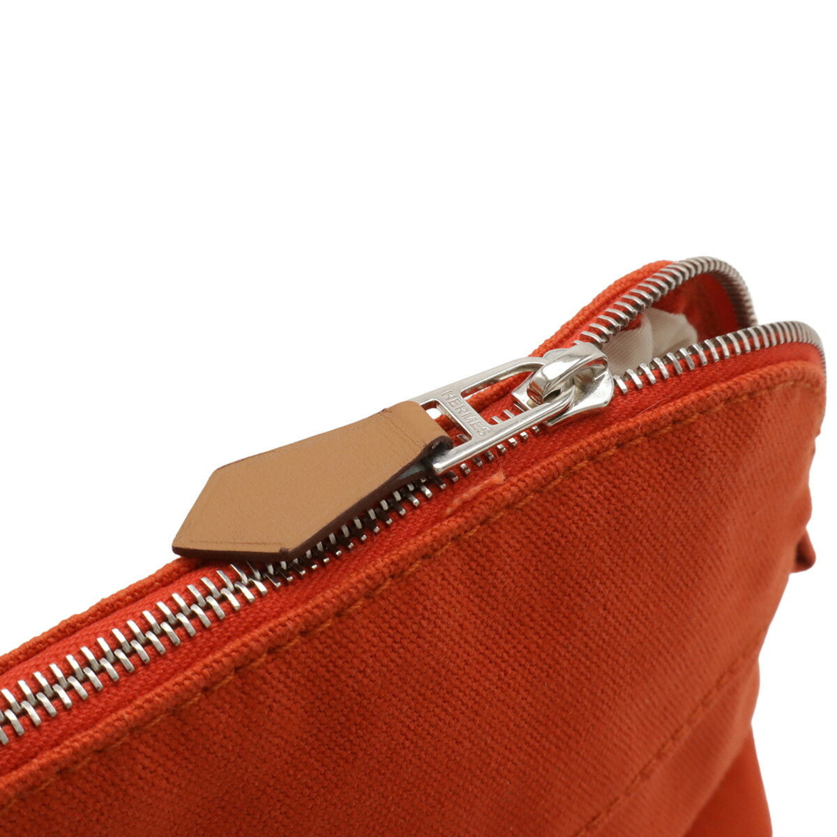 Hermes Red Orange Canvas Pouch (Pre-Owned)