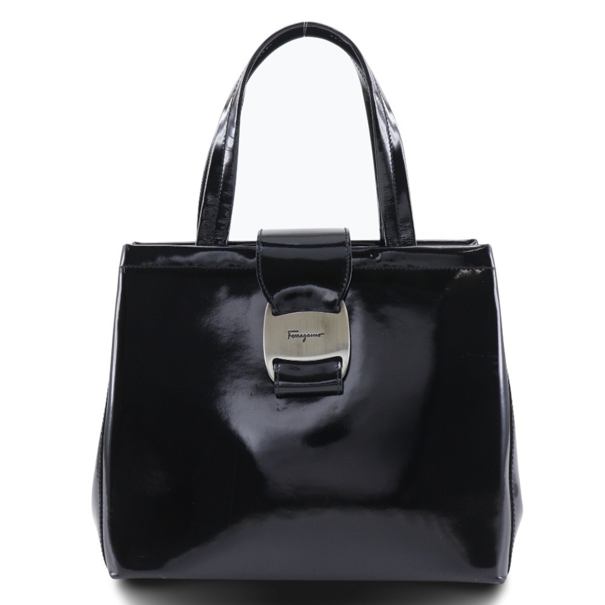 Salvatore Ferragamo Black Patent Leather Handbag (Pre-Owned)
