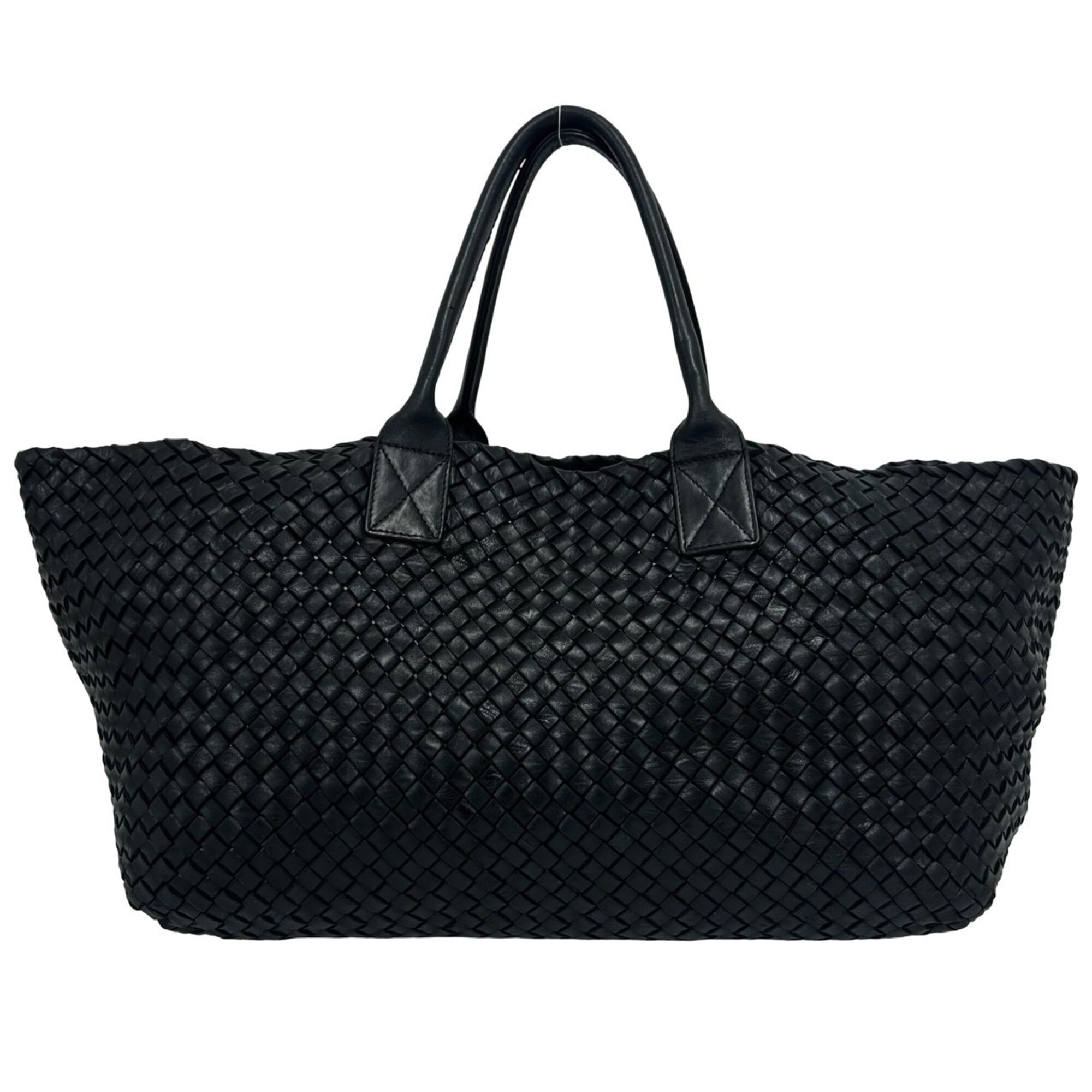 Bottega Veneta Black Leather Handbag Pouch Tote Bag (Pre-Owned)