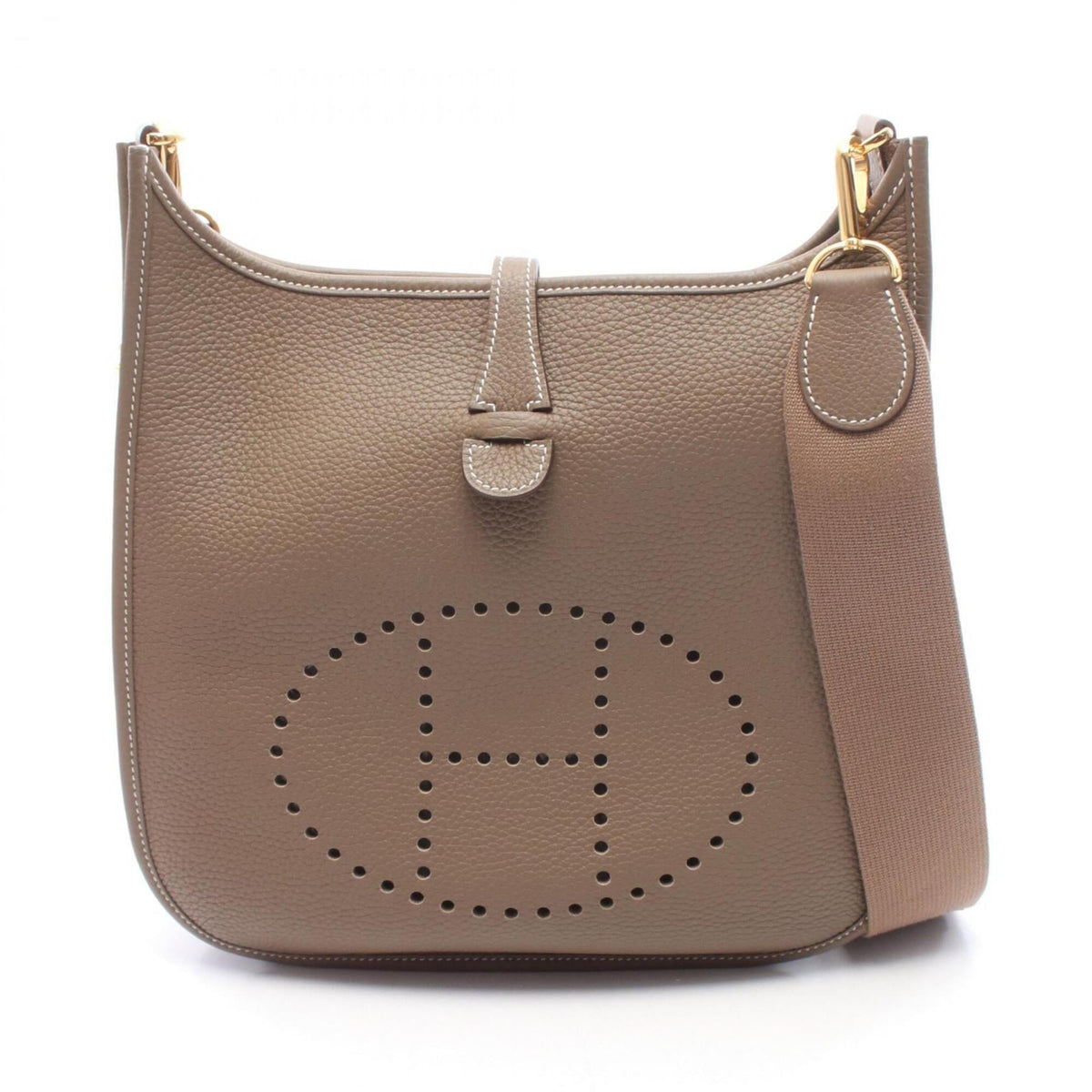 Hermes Etoupe Gray Gray Taurillon Clemence Leather Leather Handbag Shoulder Bag (Pre-Owned)