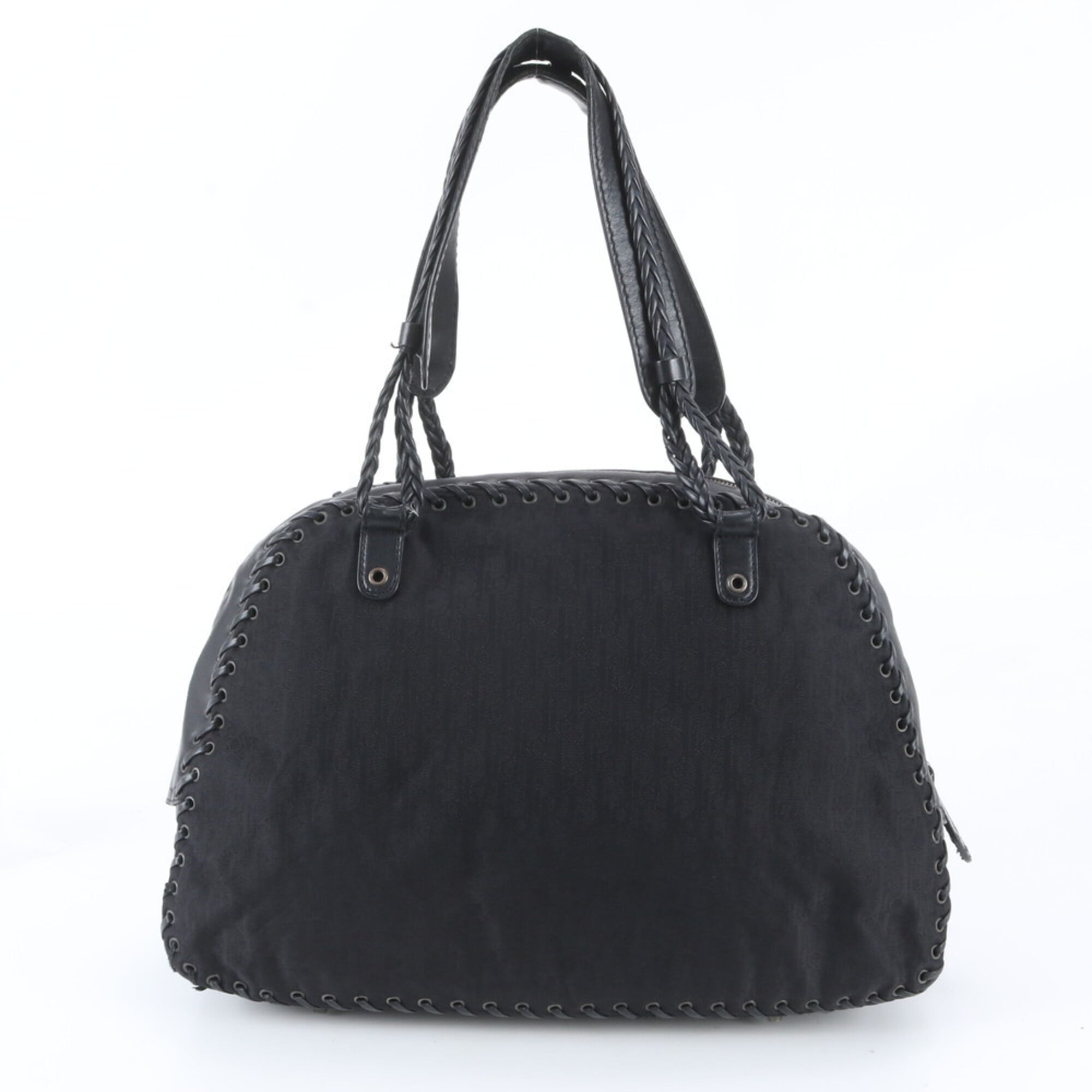 Christian Dior Black Leather Nylon Handbag Shoulder Bag Tote Bag (Pre-Owned)