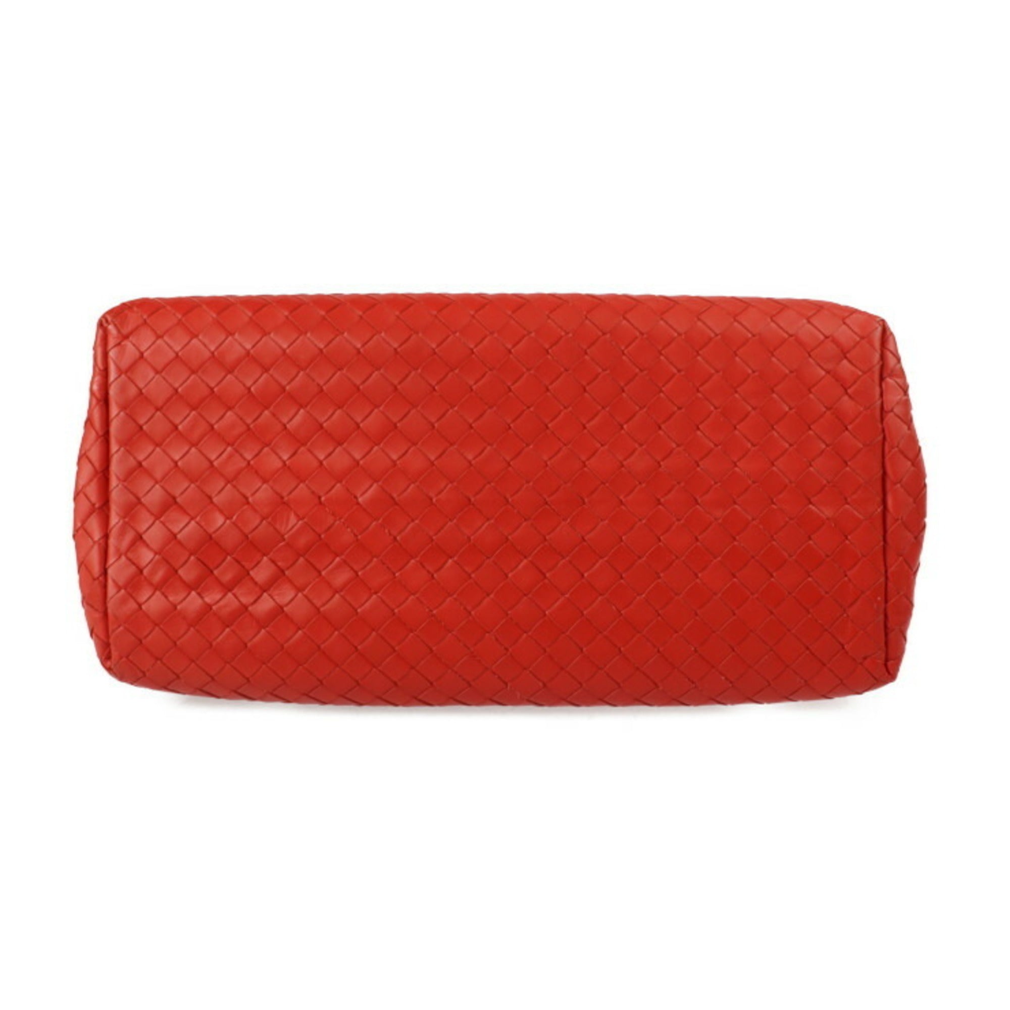 Bottega Veneta Intrecciato Red Color Intrecciato Handbag Shoulder Bag Tote Bag (Pre-Owned)