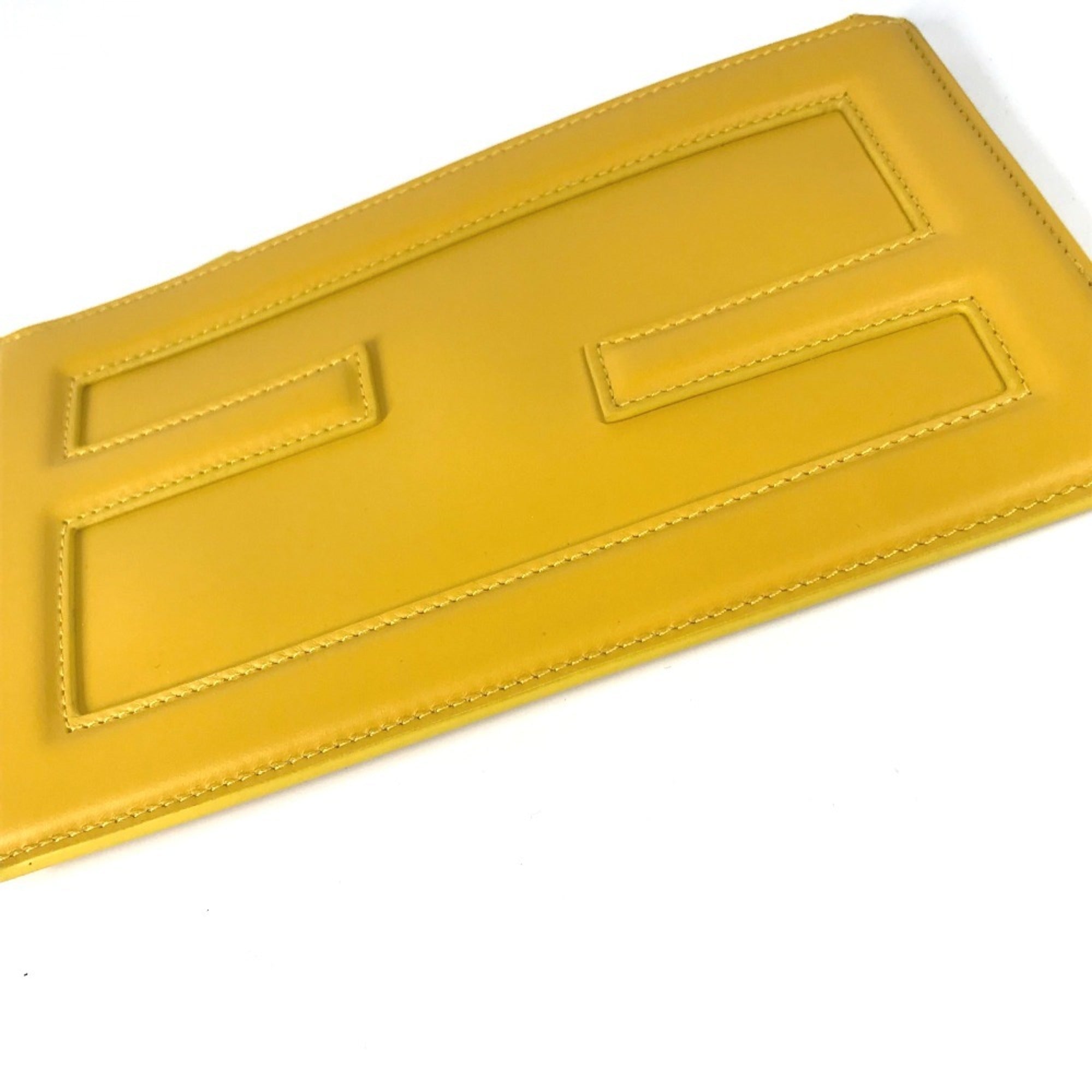 Fendi Yellow Leather Clutch Bag Pouch (Pre-Owned)