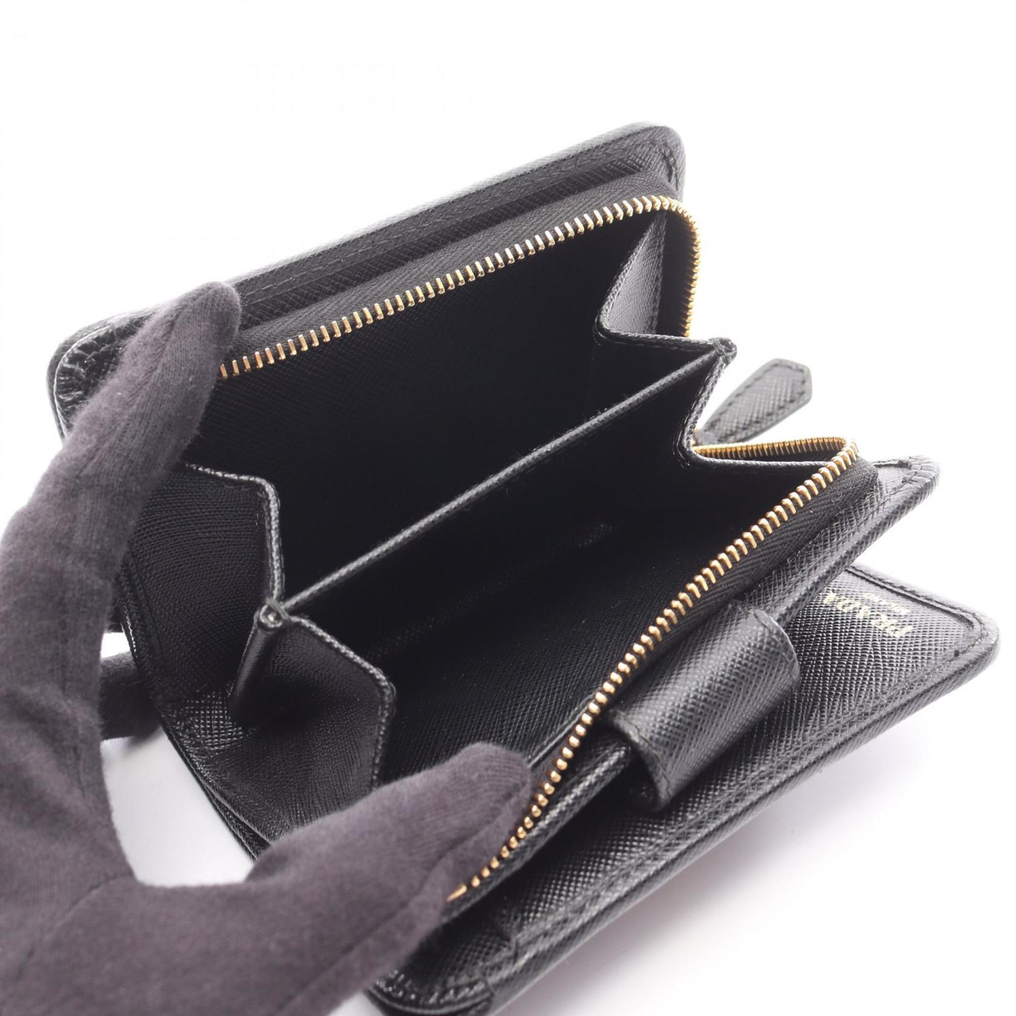 Prada Black Leather Nylon Canvas Wallet (Bi-Fold) (Pre-Owned)