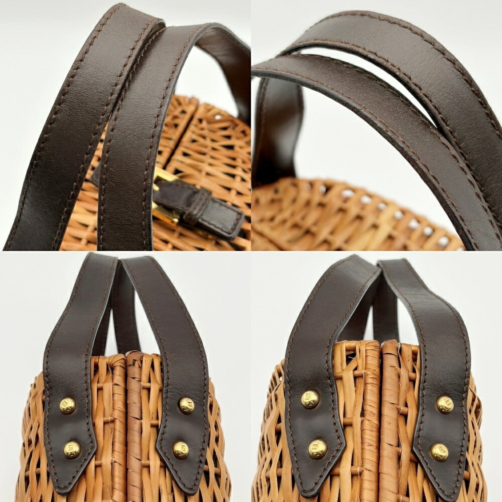 Fendi Brown Dark Brown Wisteria Vine Leather Basket (Pre-Owned)