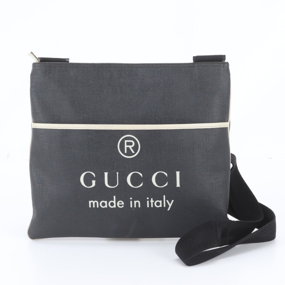 Gucci Black Leather Messenger Bag Shoulder Bag Tote Bag (Pre-Owned)