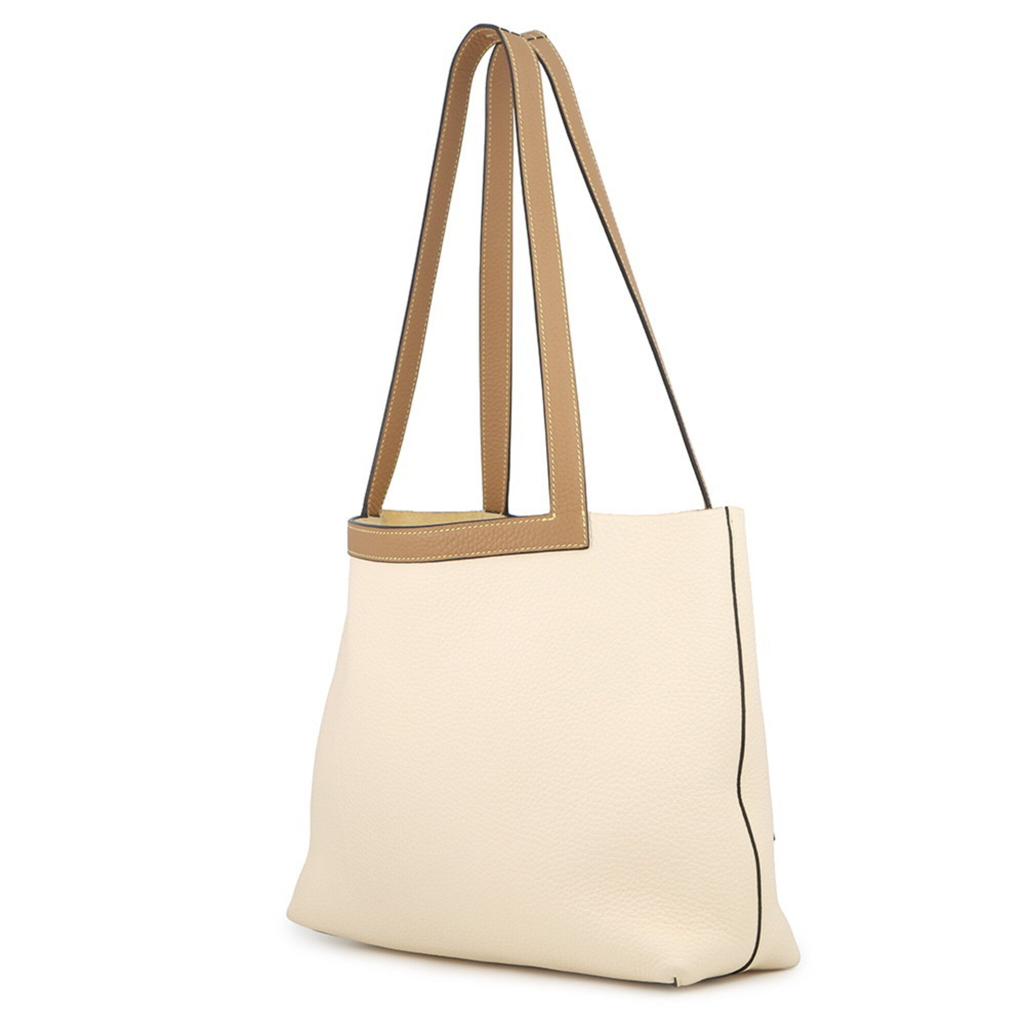 Hermes Ivory Taurillon Clemence Leather Handbag Tote Bag (Pre-Owned)