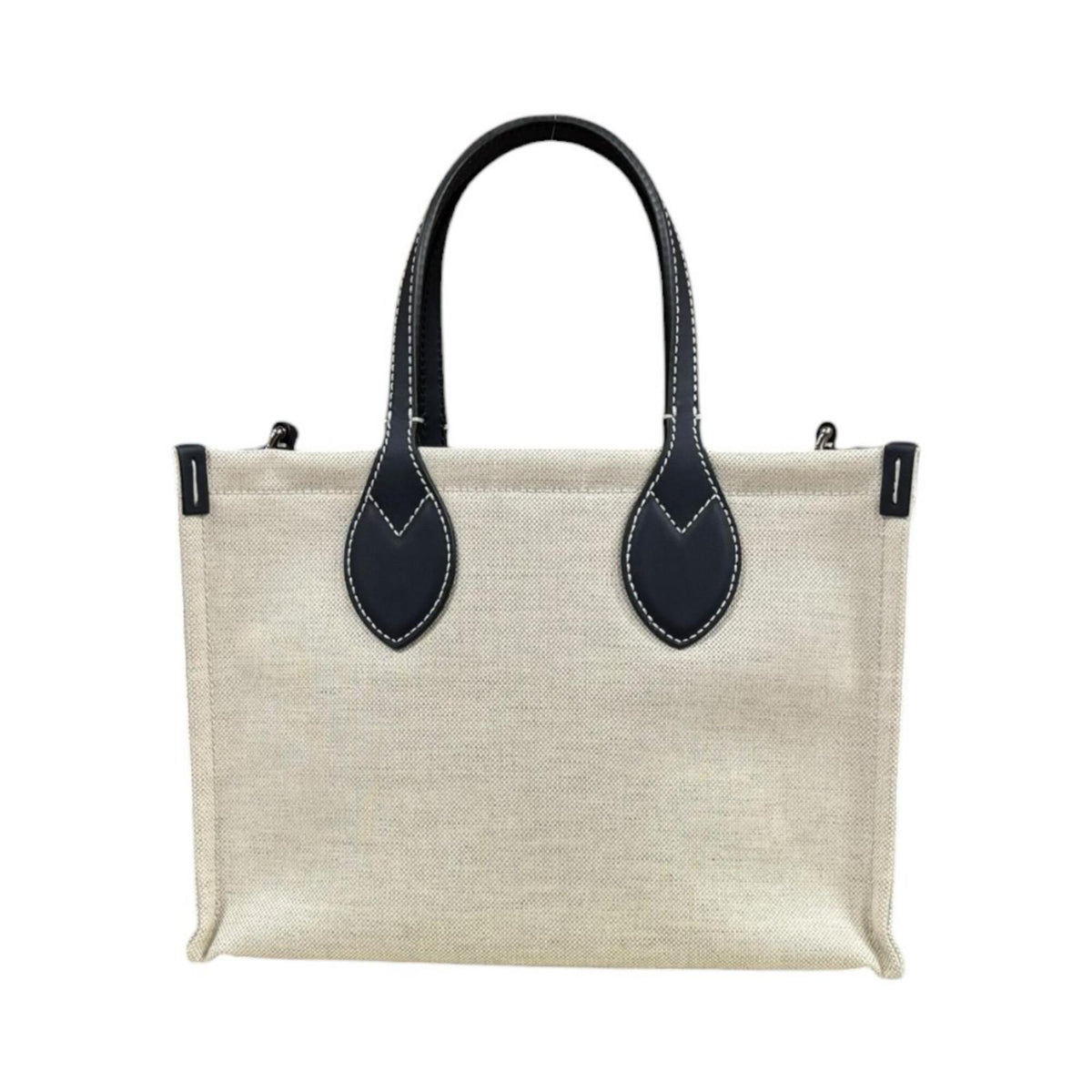 Gucci Beige Navy Canvas Leather Handbag Shoulder Bag (Pre-Owned)