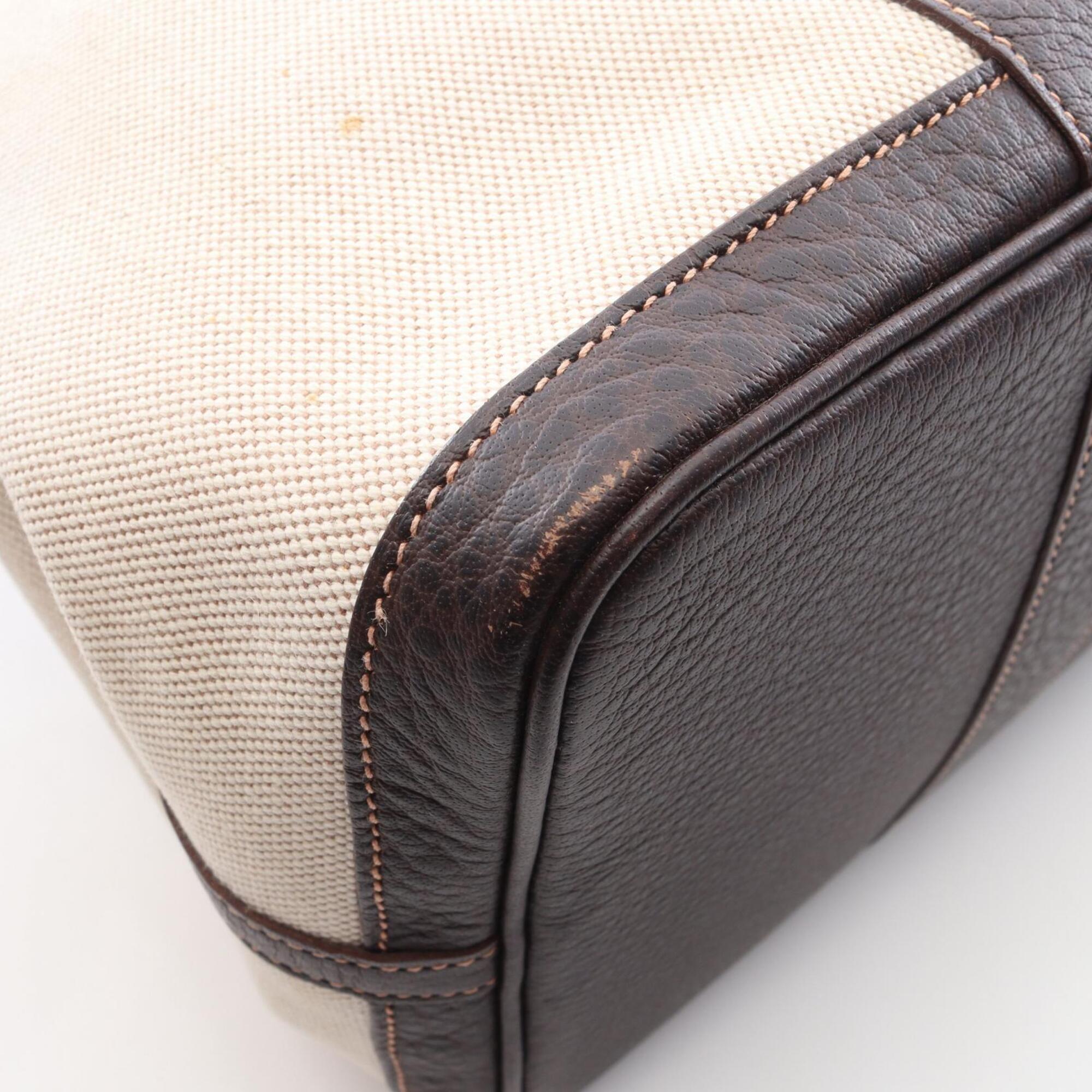 Hermes Brown Ivory Toile H Buffalo Leather Handbag Tote Bag (Pre-Owned)