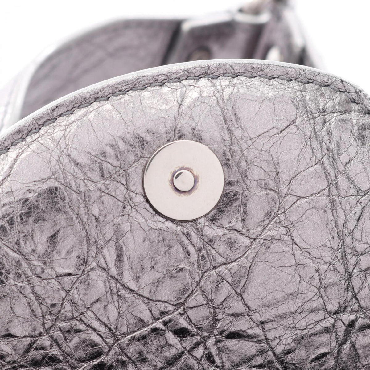 Balenciaga Silver Leather Handbag Shoulder Bag (Pre-Owned)