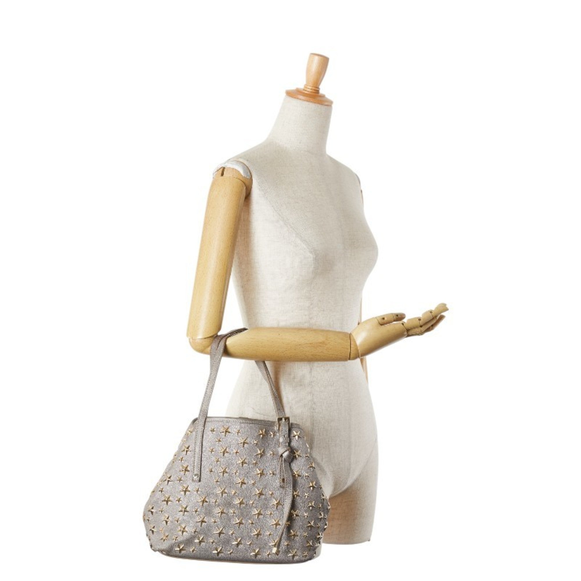 Jimmy Choo Gray Leather Handbag Tote Bag (Pre-Owned)