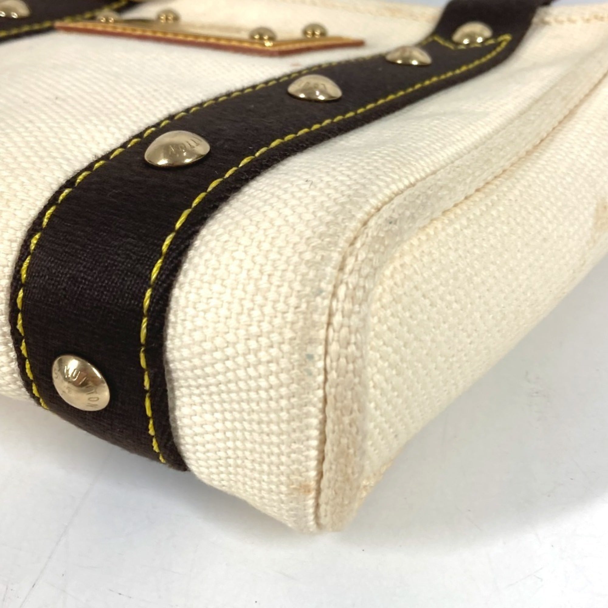 Louis Vuitton Brown White Canvas Handbag Tote Bag (Pre-Owned)
