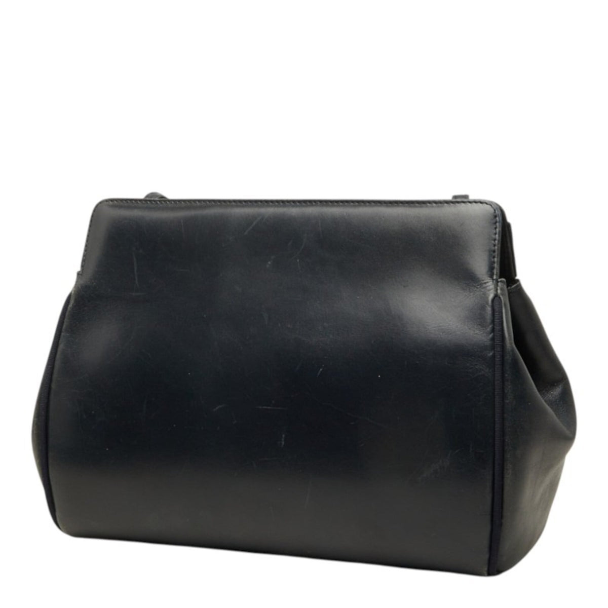 Salvatore Ferragamo Black Gold Leather Shoulder Bag (Pre-Owned)