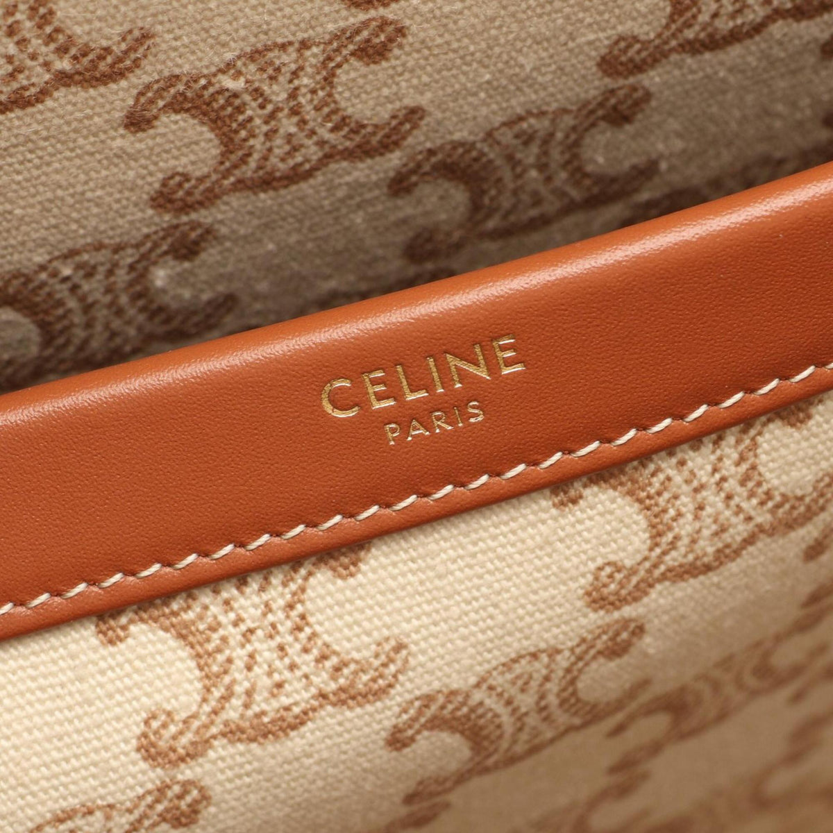 Celine Beige Brown Canvas Leather Handbag Tote Bag (Pre-Owned)