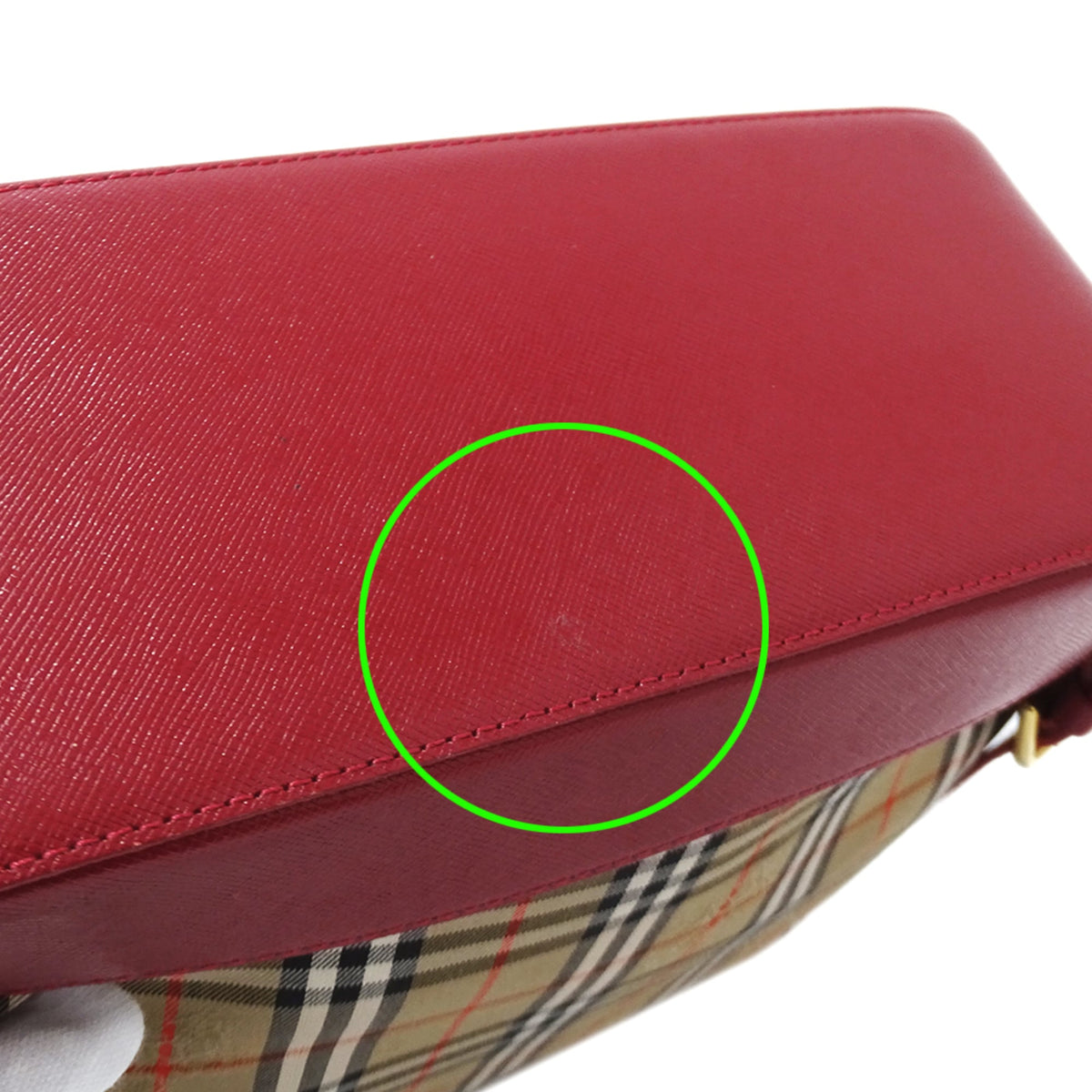 Burberry Beige Red Color Canvas Handbag (Pre-Owned)