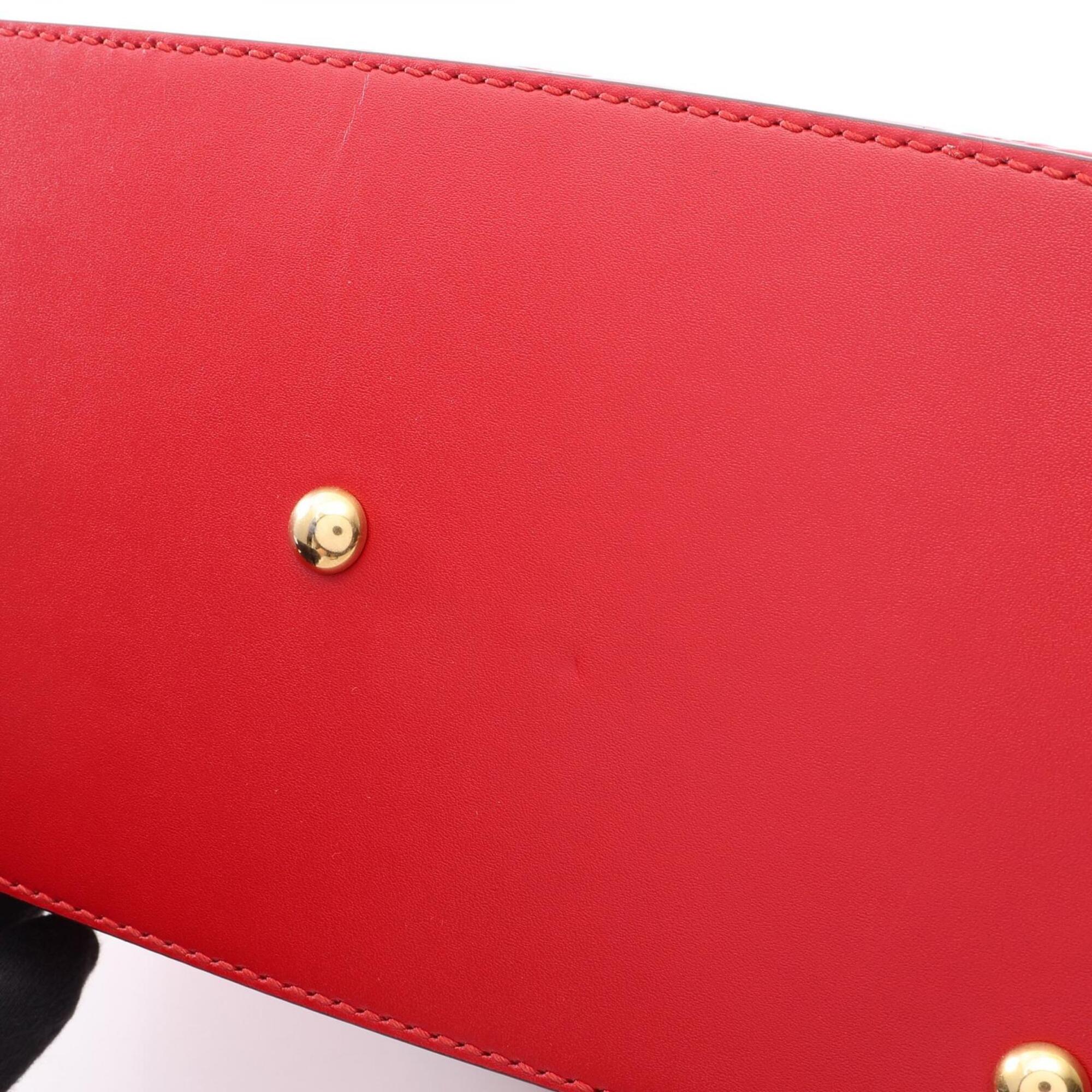 Gucci Red Color Leather Handbag Tote Bag (Pre-Owned)