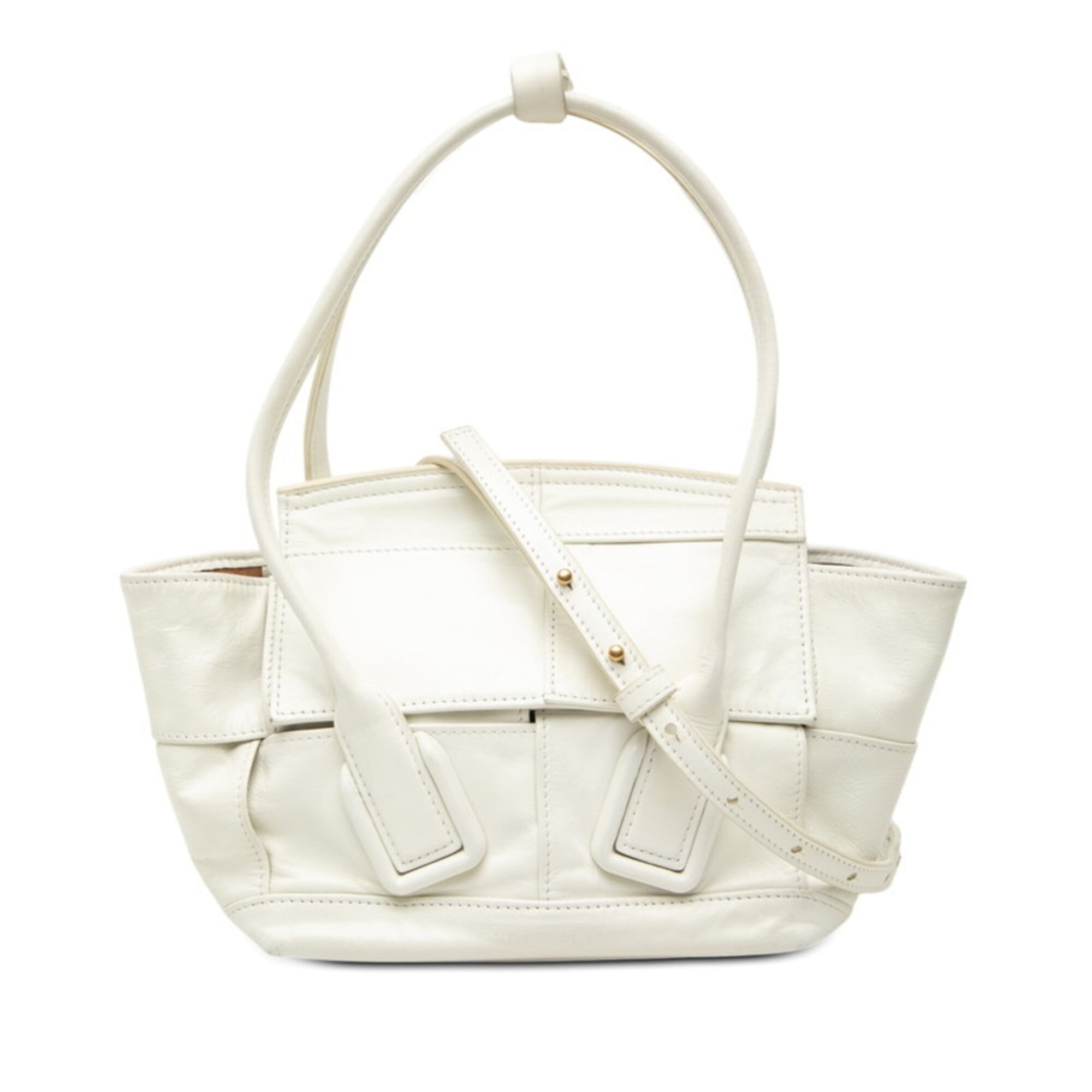 Bottega Veneta White Leather Handbag Shoulder Bag (Pre-Owned)