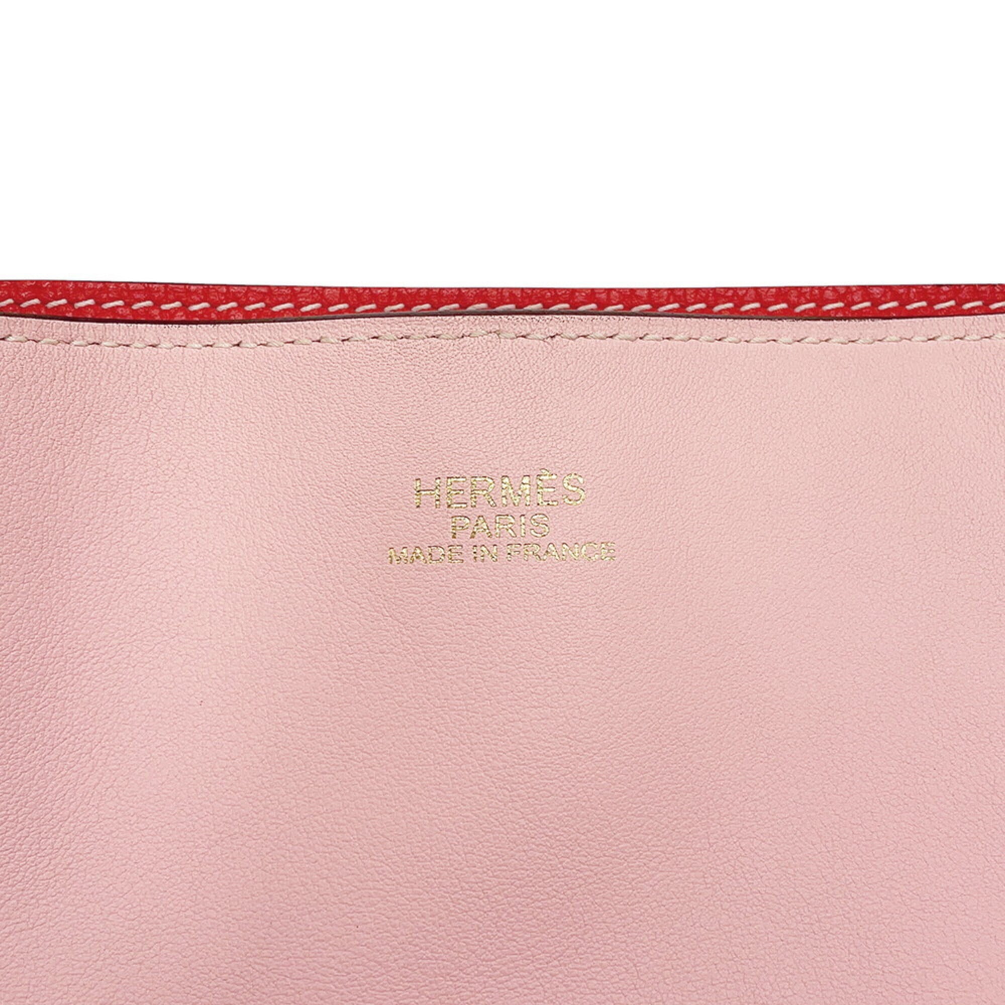Hermes Kara Rose Sakura Taurillon Clemence Leather Handbag (Pre-Owned)