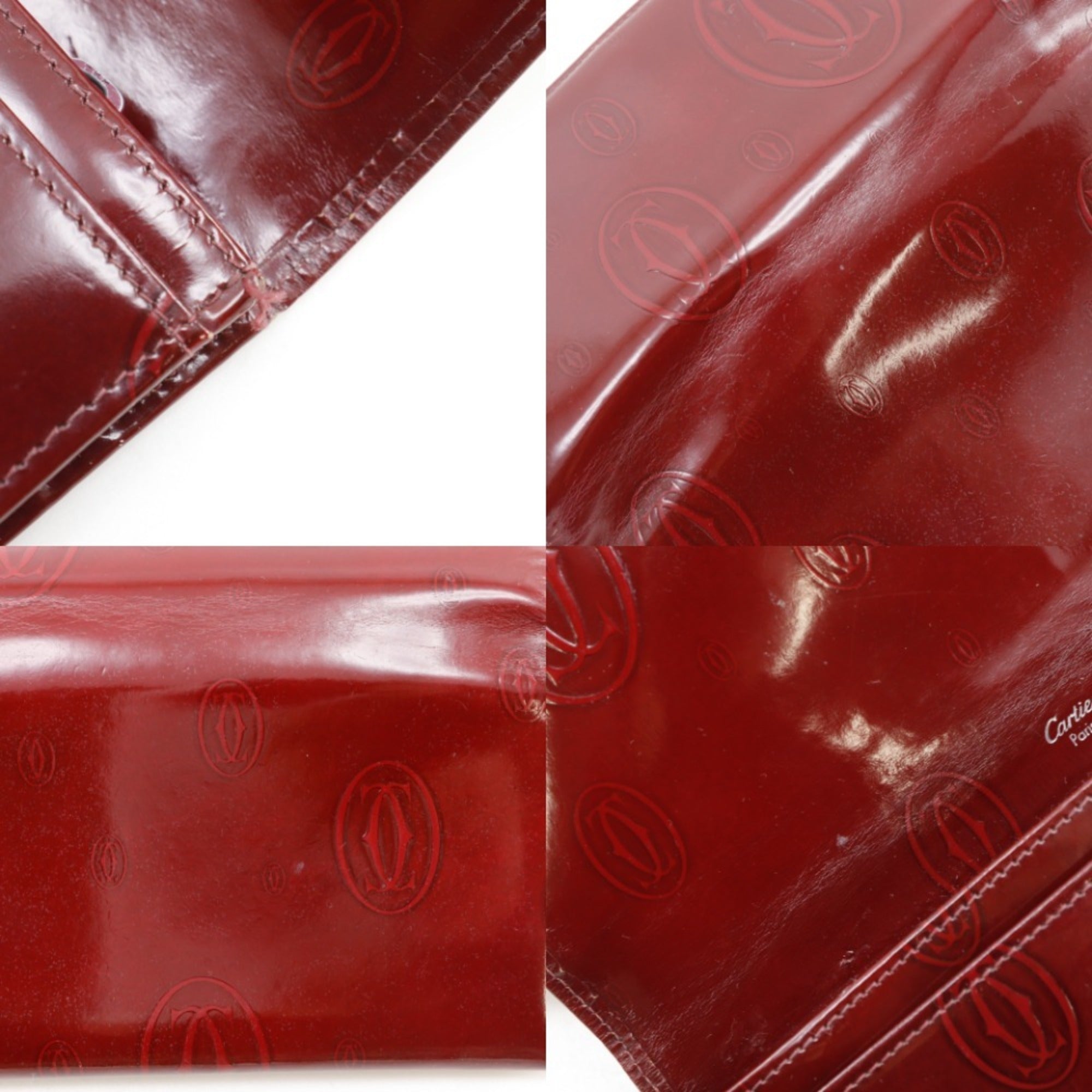 Cartier Bordeaux Patent Leather Long Wallet (Bi-Fold) (Pre-Owned)