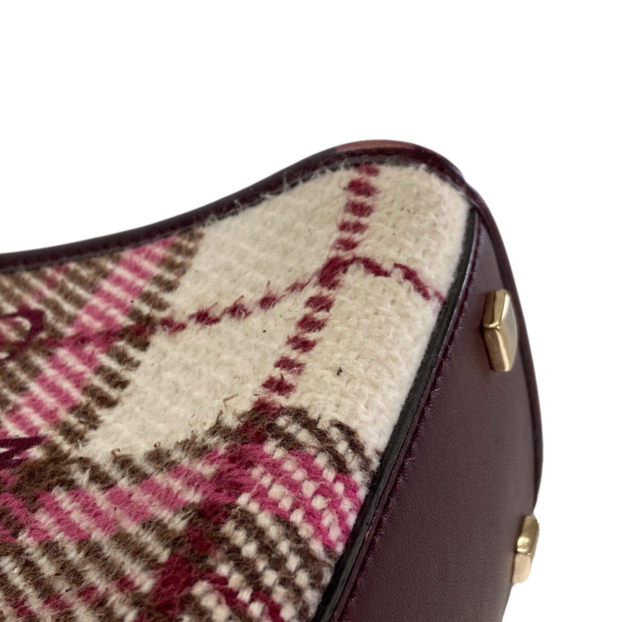 Jimmy Choo Beige Bordeaux Pink Wool Leather Handbag (Pre-Owned)