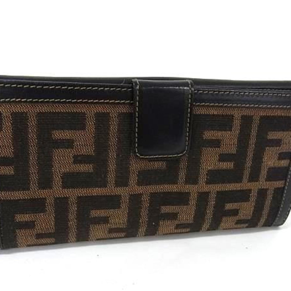 Fendi Black Brown Canvas Leather Wallet (Bi-Fold) (Pre-Owned)