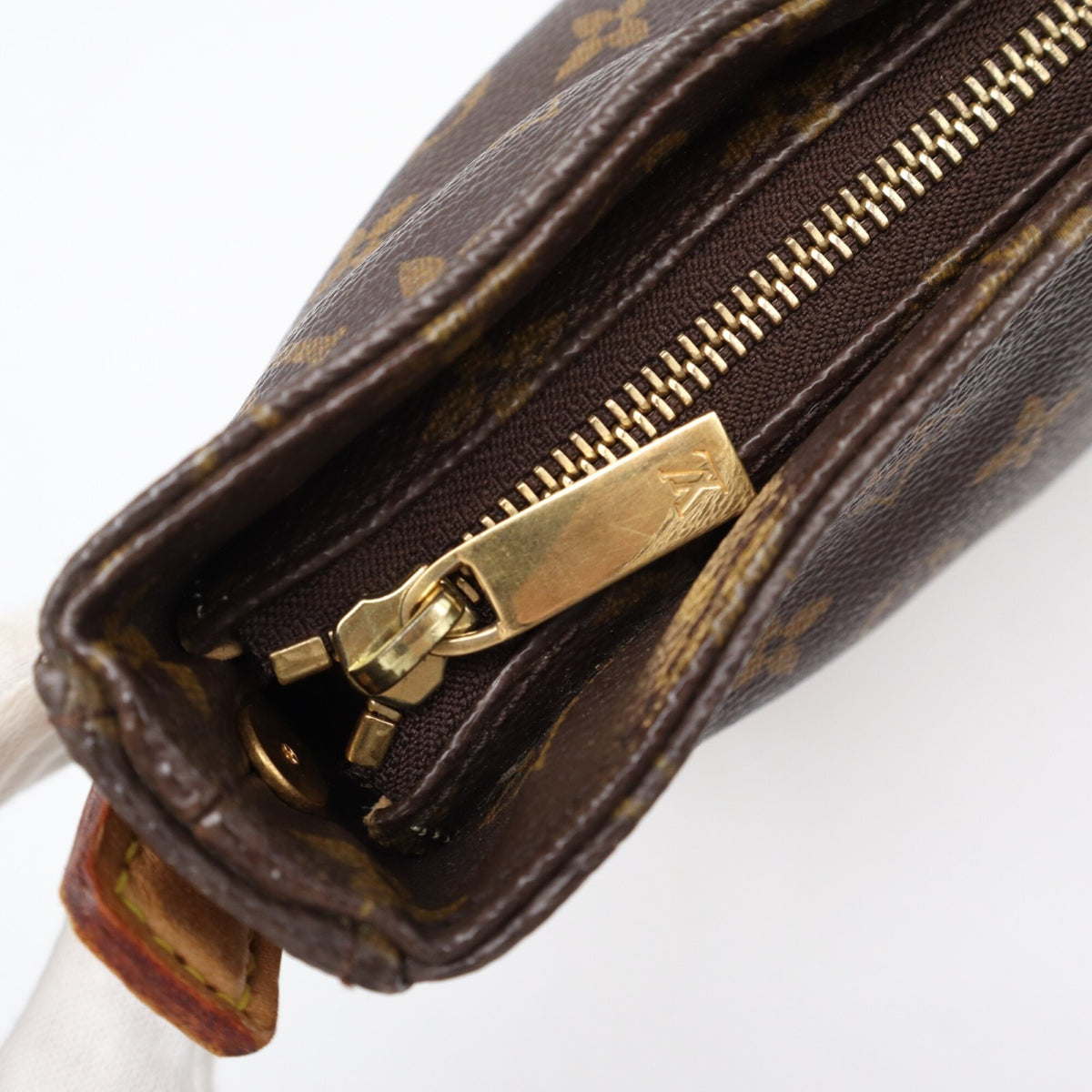 Louis Vuitton Beige Brown Monogram Coated Canvas Leather Handbag (Pre-Owned)