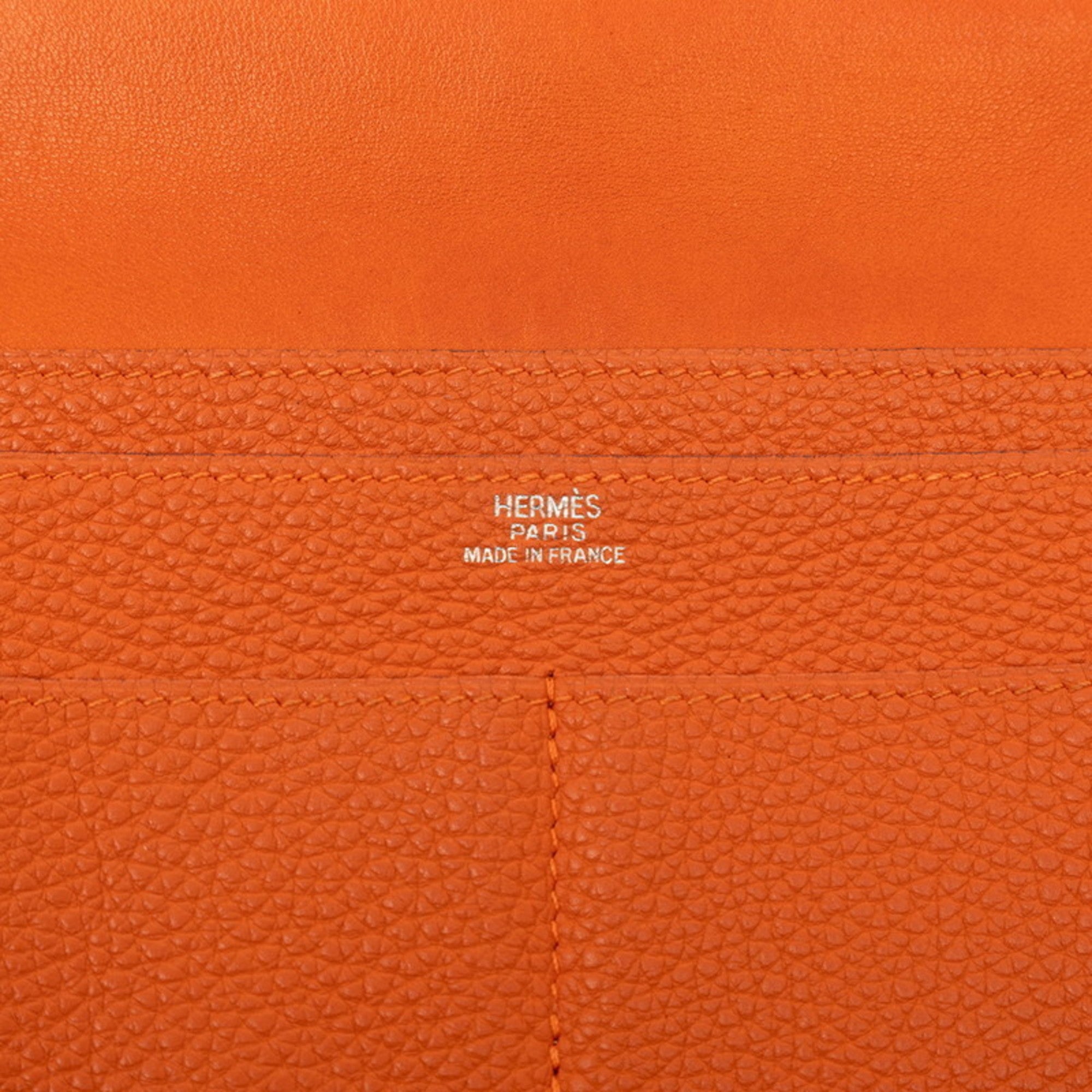 Hermes Orange Togo Leather Long Wallet (Bi-Fold) (Pre-Owned)
