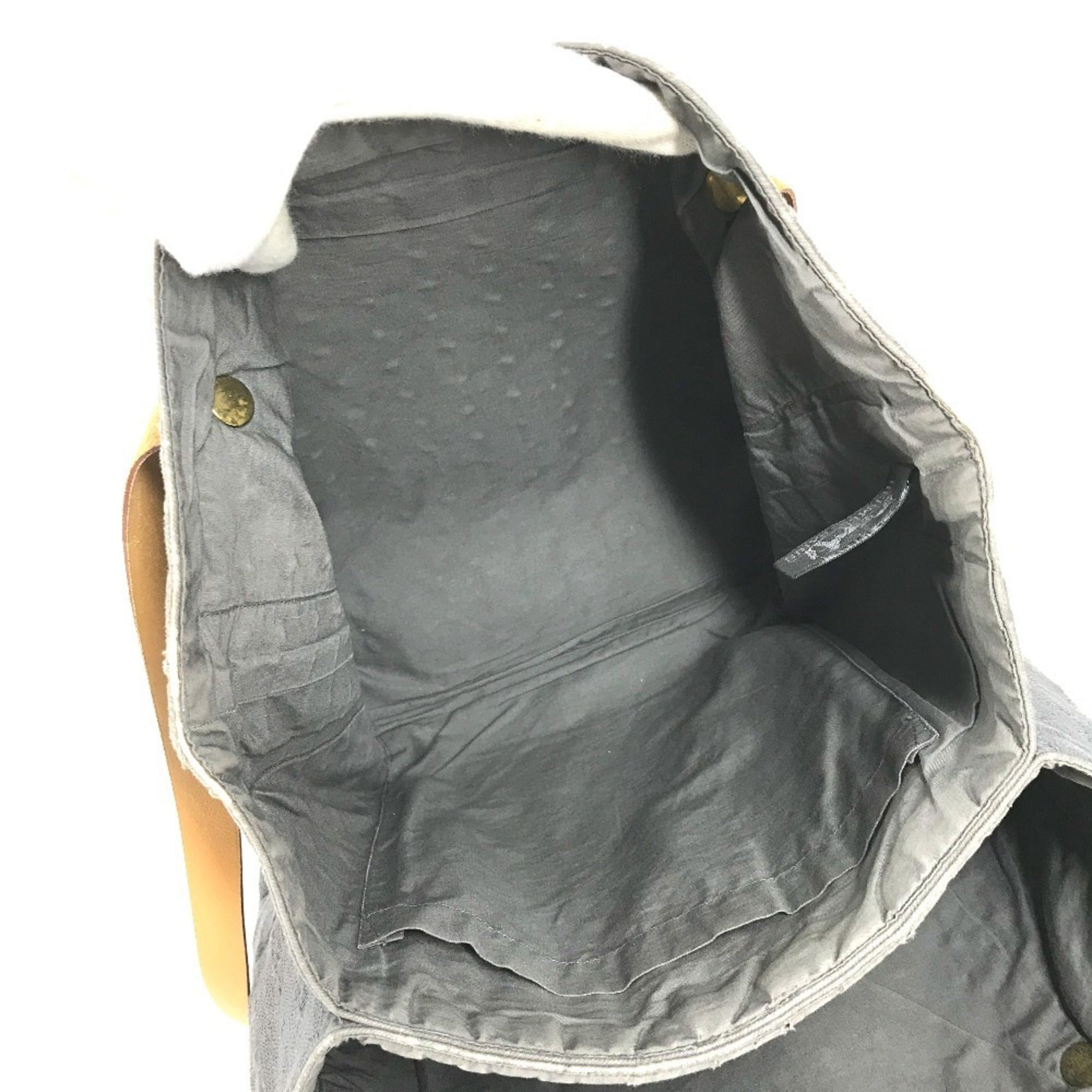 Hermes Ahmedabad Gray Cotton Shoulder Bag Tote Bag (Pre-Owned)
