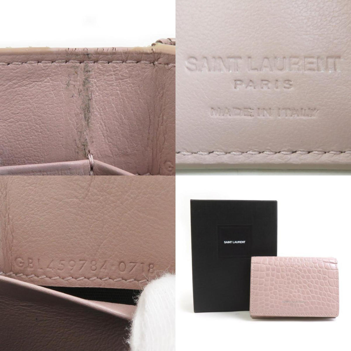 Saint Laurent Pink Leather Wallet (Tri-Fold) (Pre-Owned)