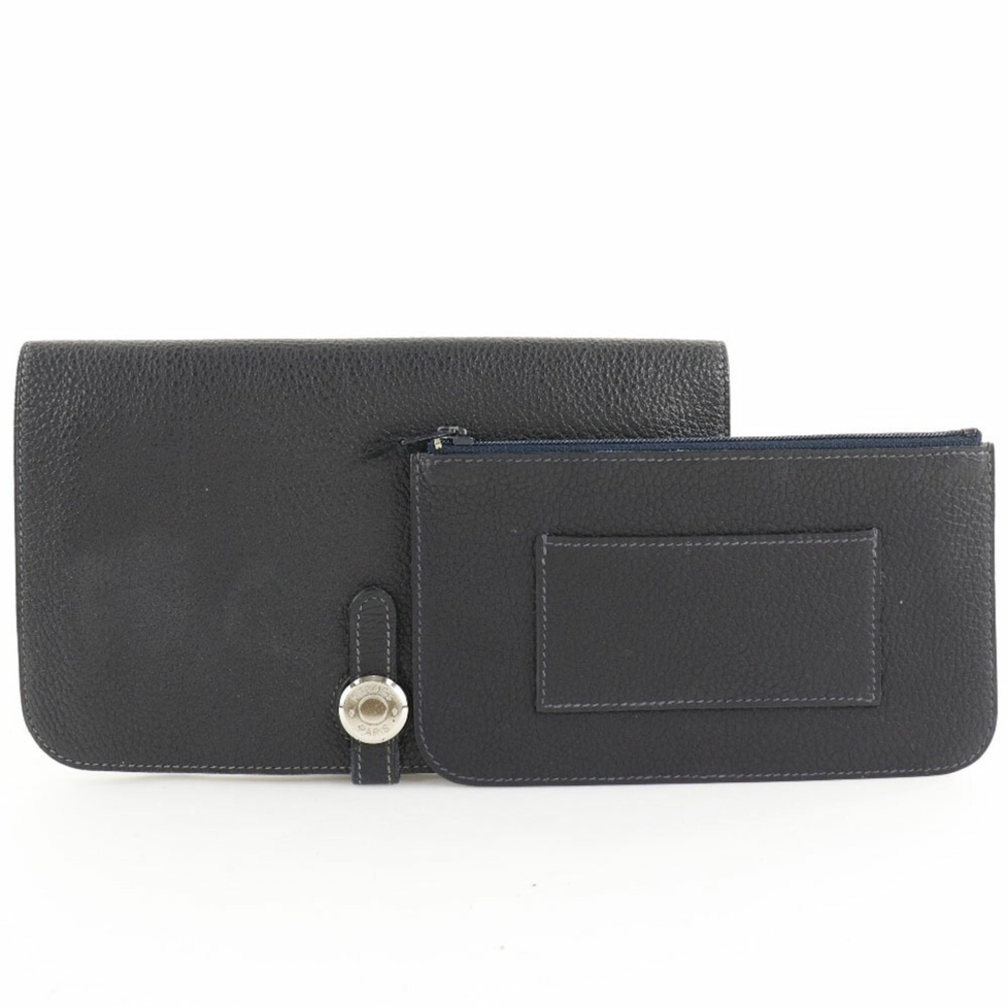 Hermes Dogon Navy Togo Leather Long Bill Wallet (Bi-Fold) (Pre-Owned)