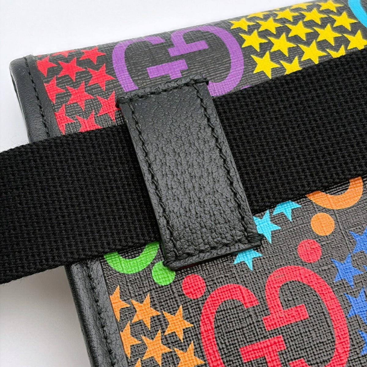 Gucci Black Multi-Color Pvc Leather Fanny Pack Sling Bag (Pre-Owned)
