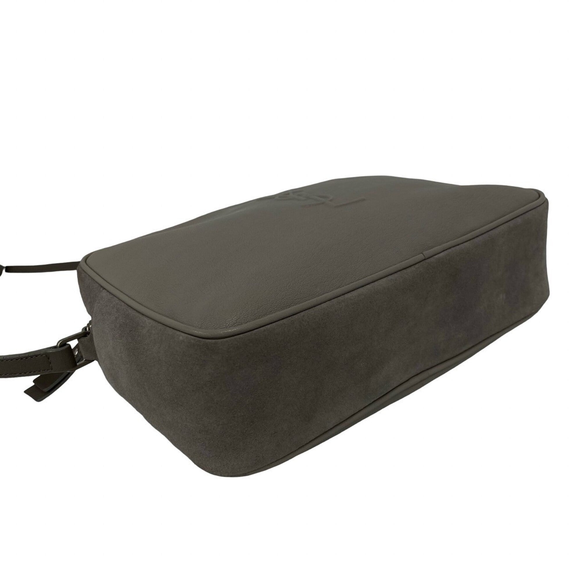 Saint Laurent Gray Leather Pochette Shoulder Bag (Pre-Owned)