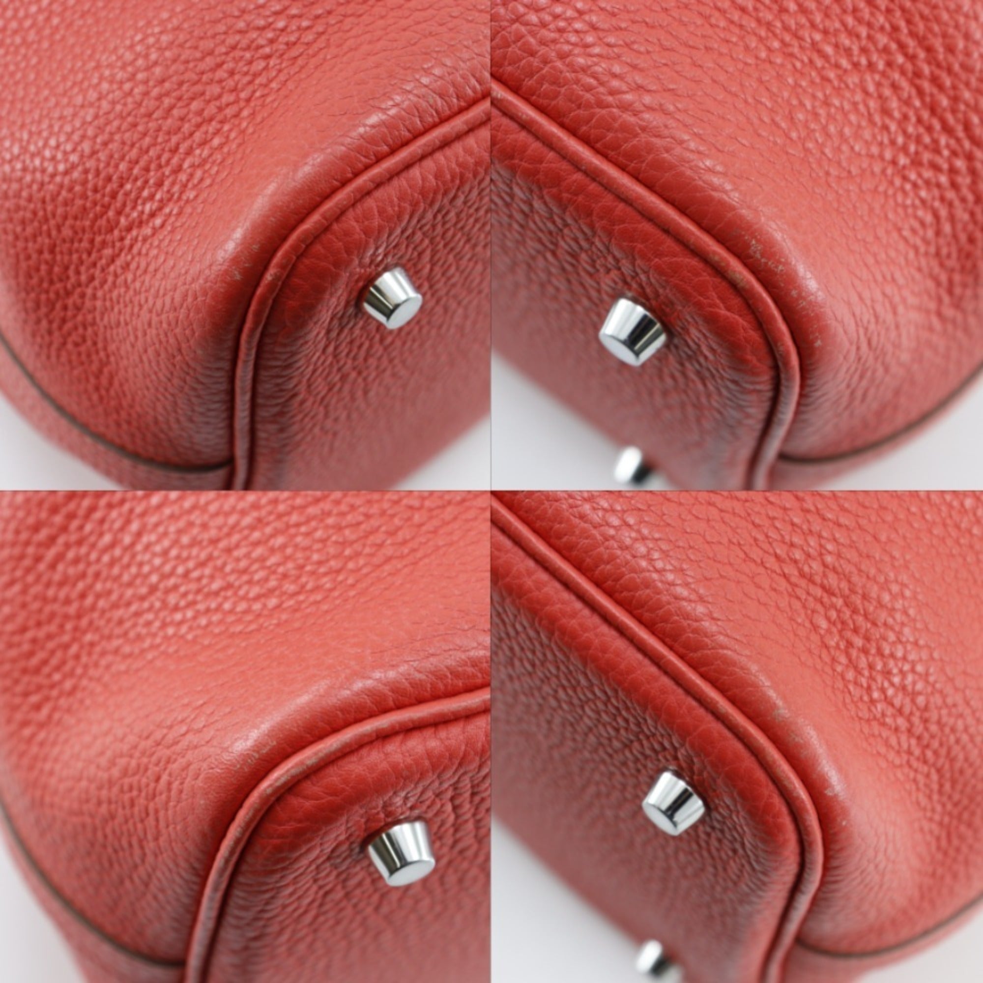 Hermes Picotin Red Color Taurillon Clemence Leather Handbag (Pre-Owned)