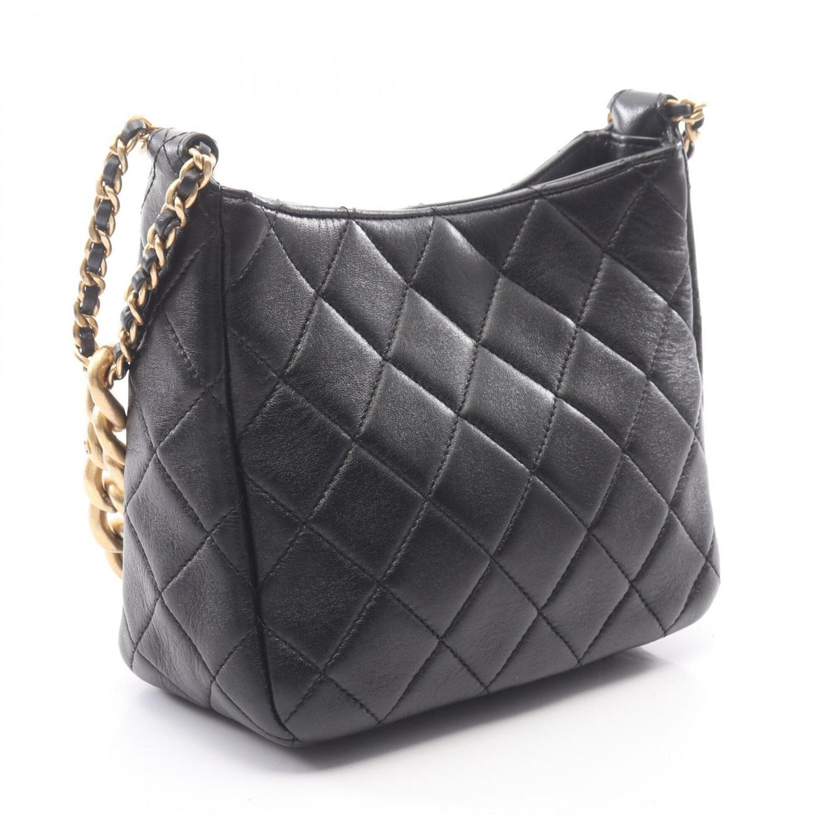 Chanel Black Leather Handbag Shoulder Bag (Pre-Owned)