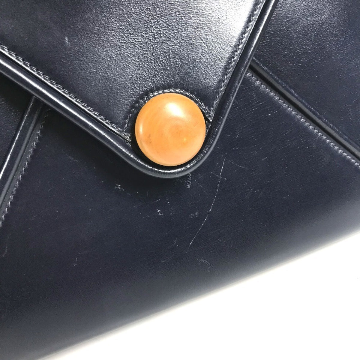 Hermes Navy Leather Shoulder Bag Tote Bag (Pre-Owned)