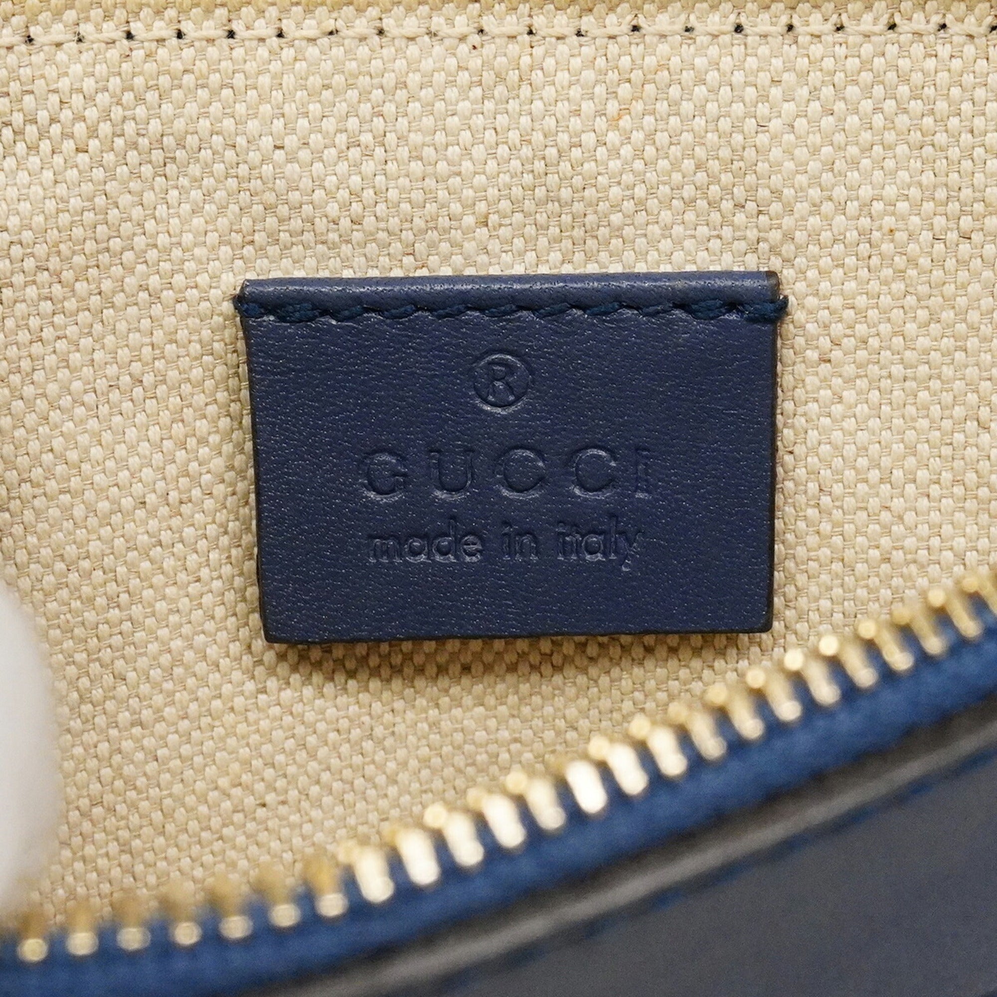 Gucci Beige Blue Canvas Tote Bag (Pre-Owned)