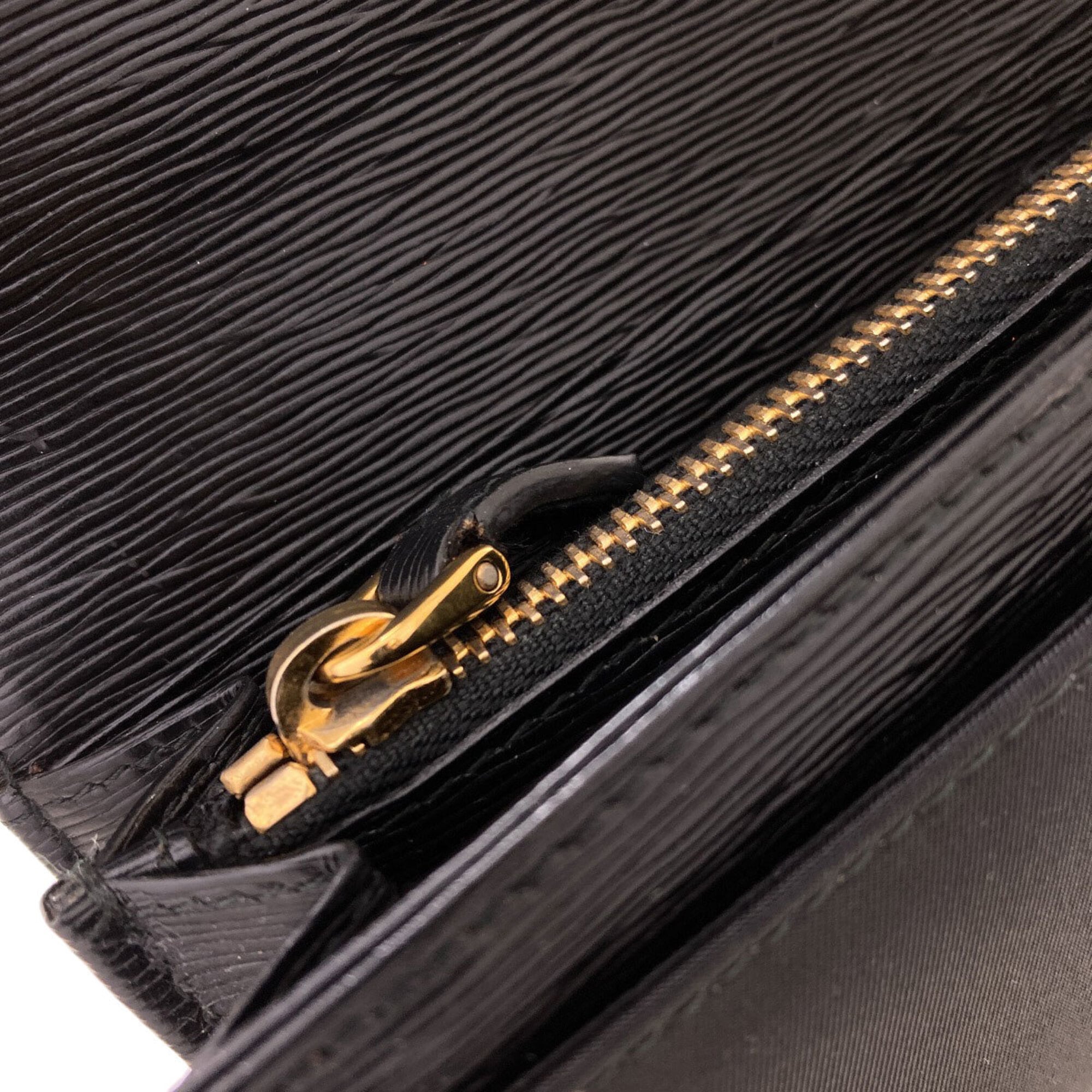 Prada Black Nylon Leather Long Wallet (Bi-Fold) (Pre-Owned)