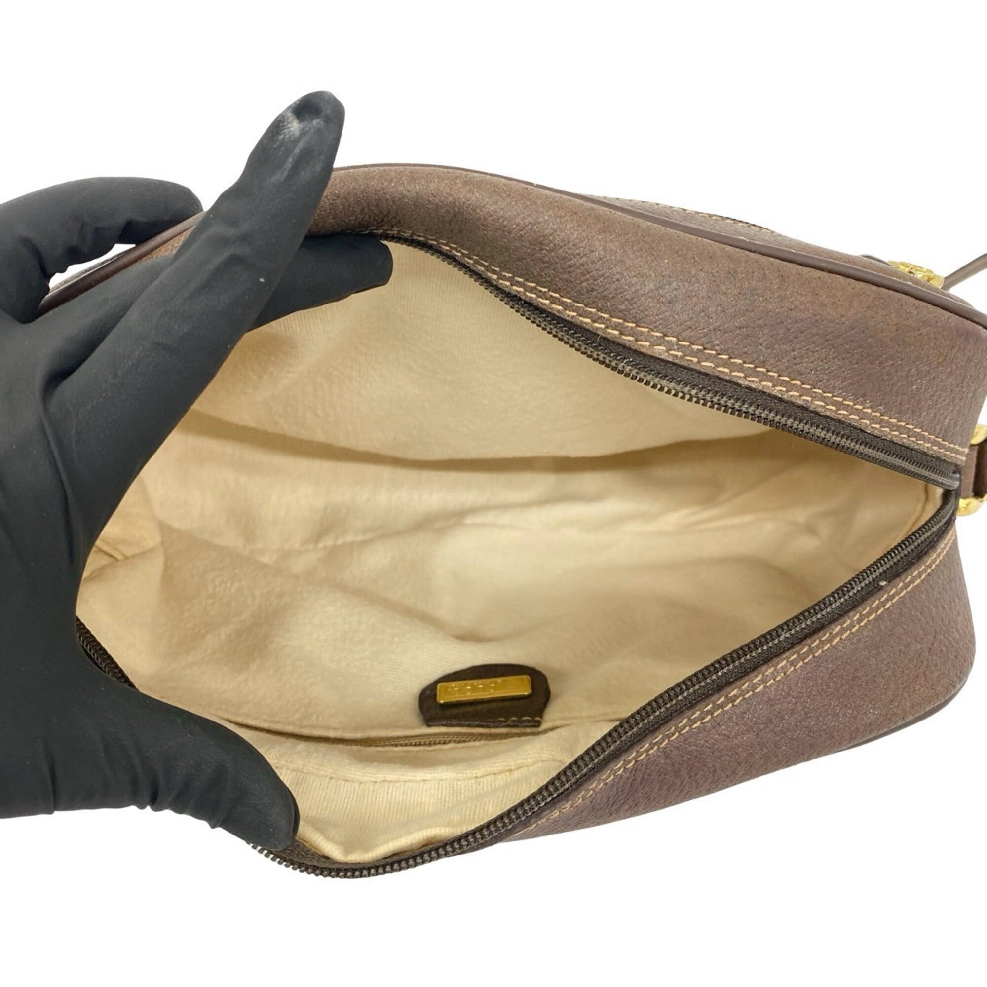 Gucci Brown Leather Pvc Pochette Shoulder Bag (Pre-Owned)
