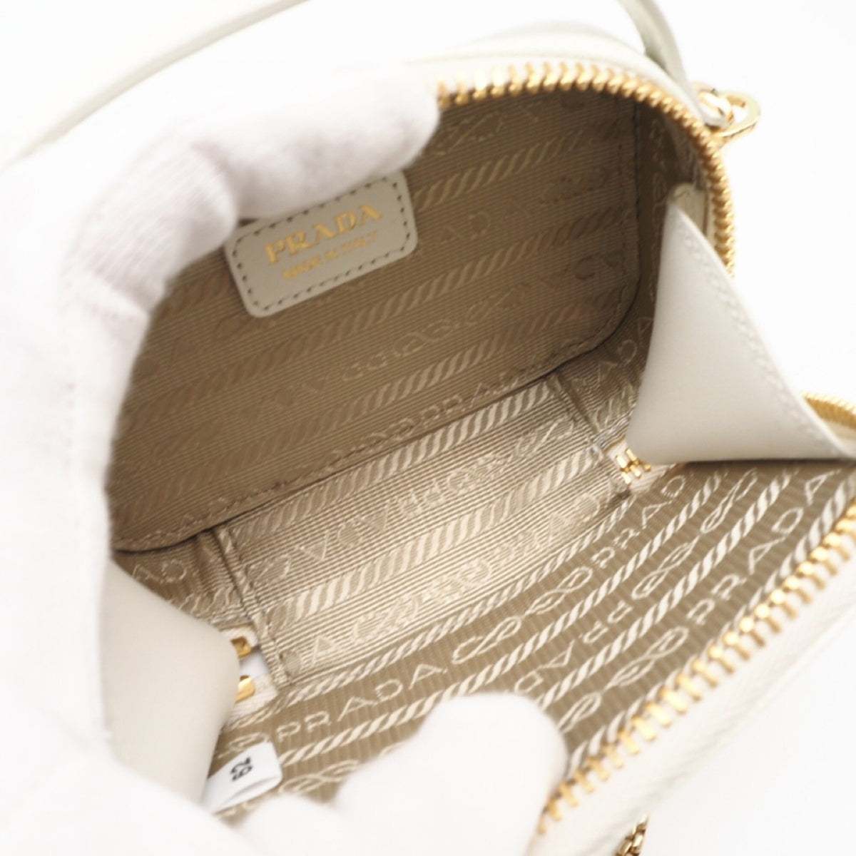 Prada Saffiano White Saffiano Pouch Shoulder Bag (Pre-Owned)