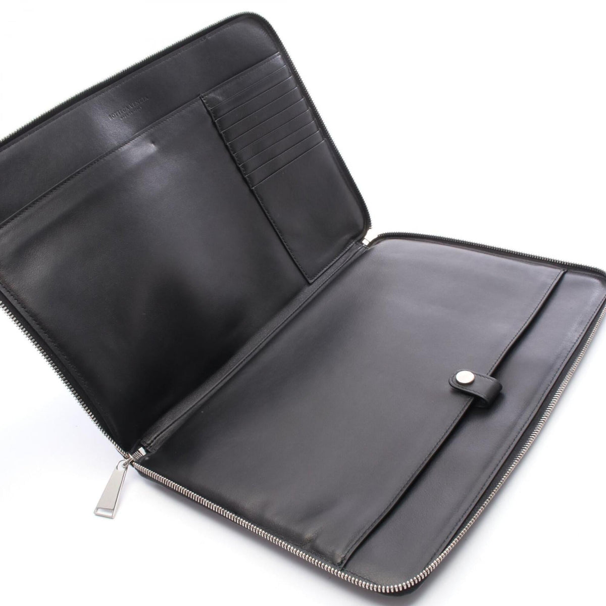 Bottega Veneta Black Leather Clutch Bag Handbag (Pre-Owned)