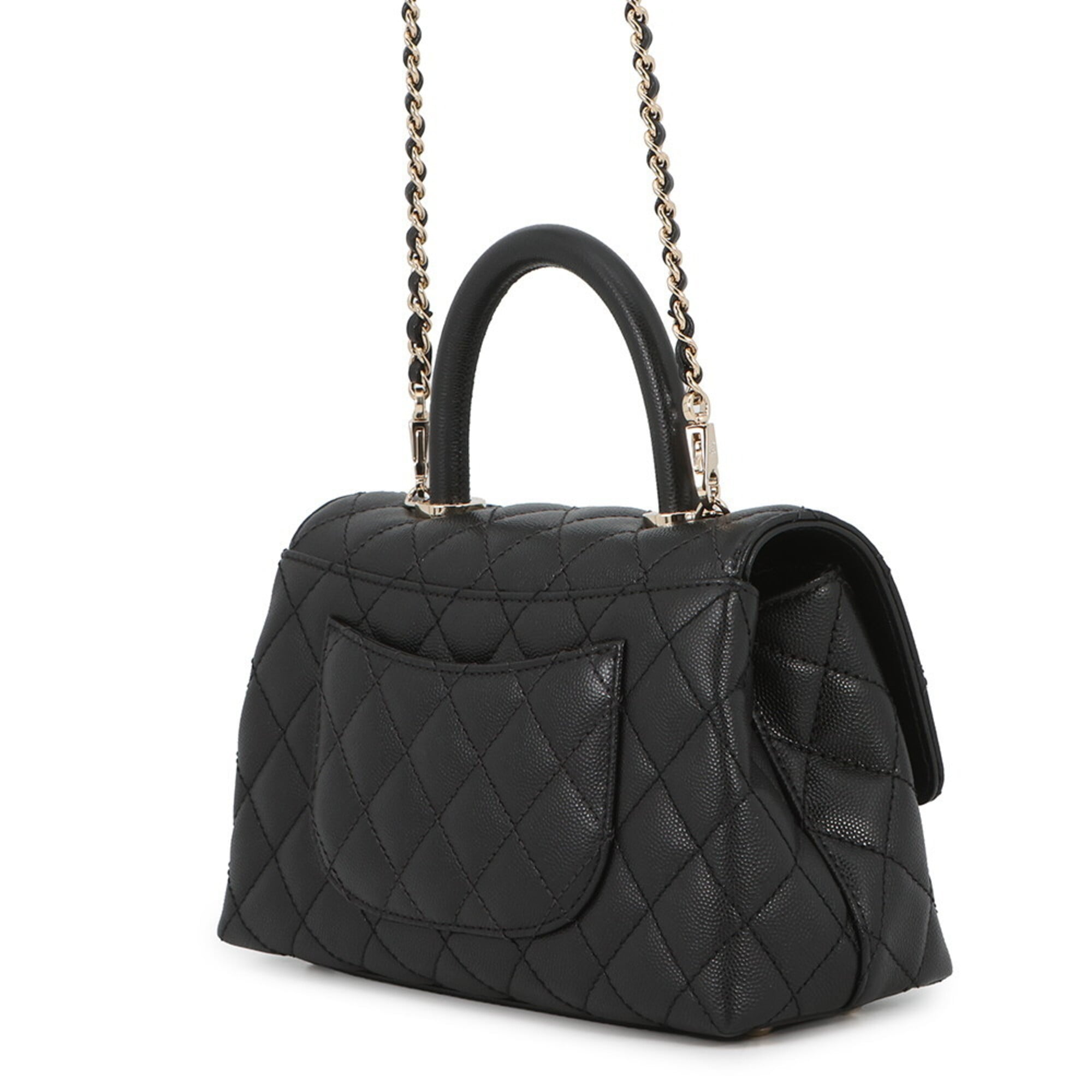 Chanel Matelasse Black Grained Calfskin Handbag Shoulder Bag (Pre-Owned)