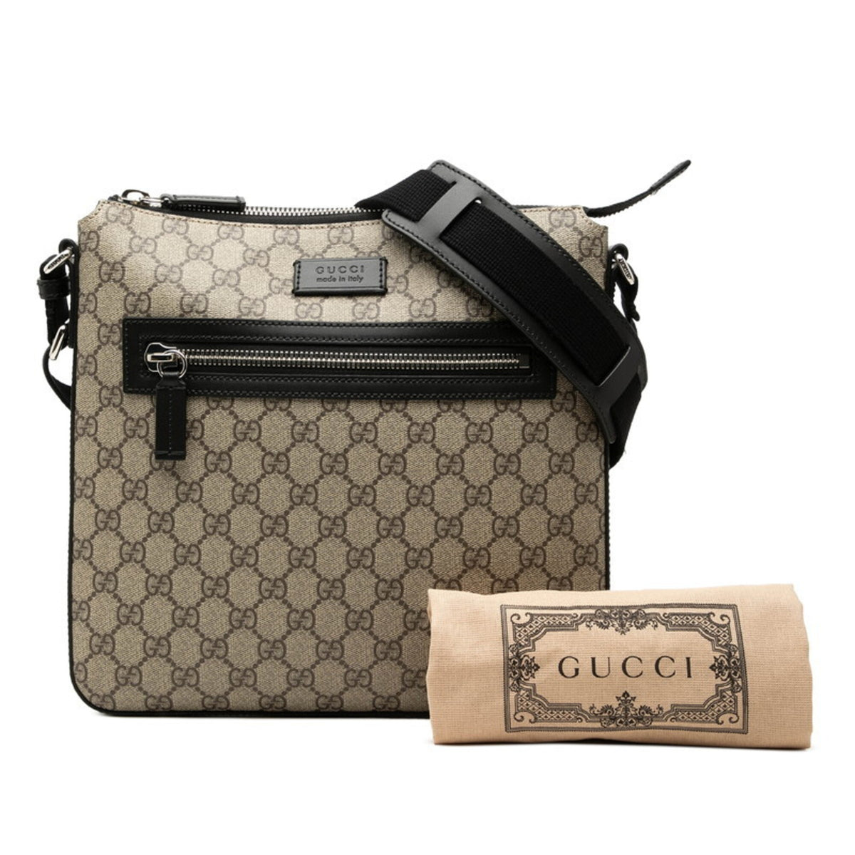 Gucci Beige Black Pvc Leather Shoulder Bag (Pre-Owned)