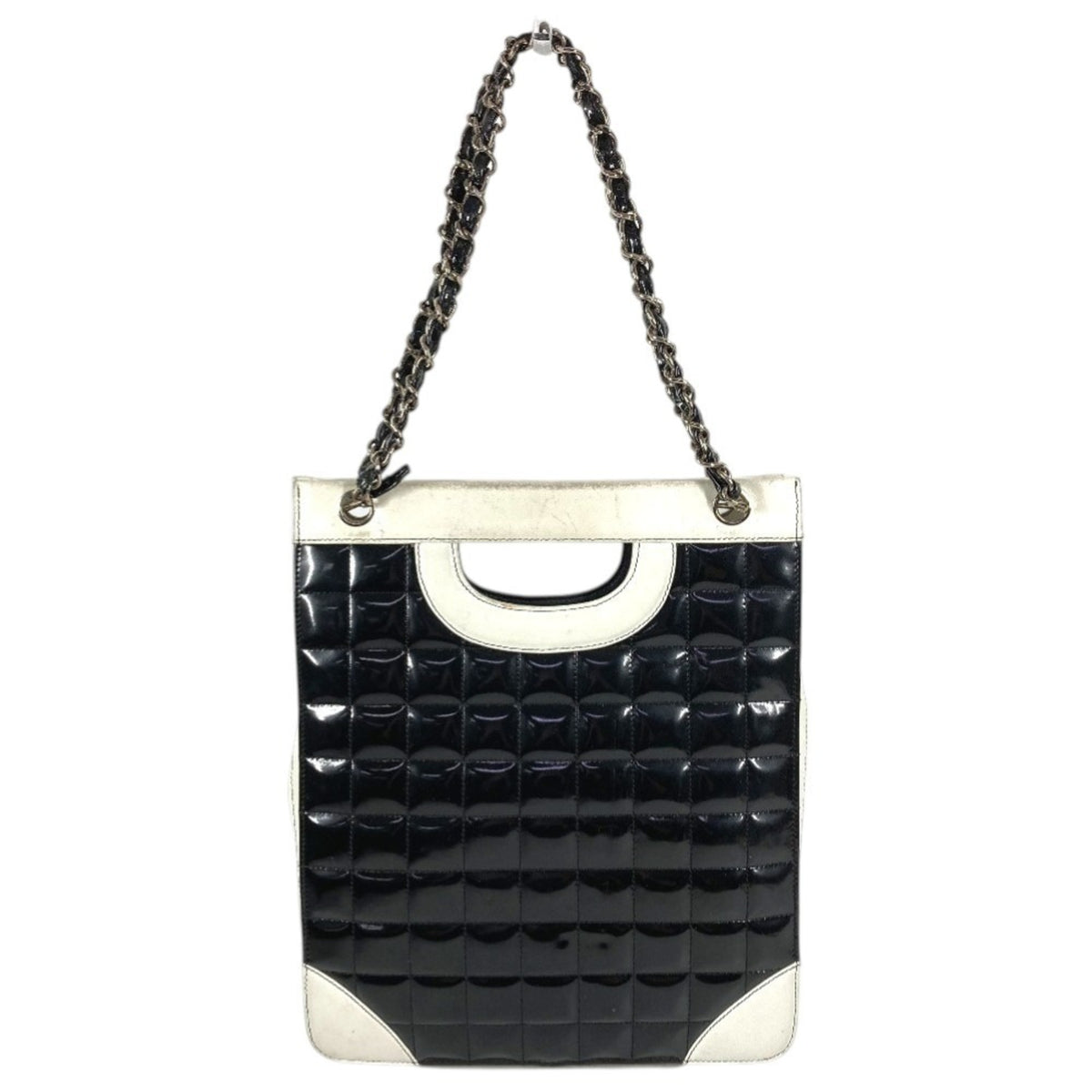 Chanel Chocolate Bar Black White Leather Shoulder Bag Tote Bag (Pre-Owned)