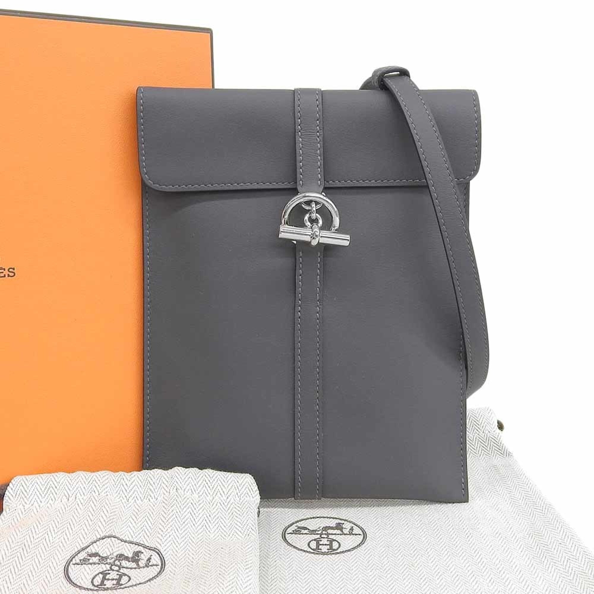 Hermes Gray Swift Leather Shoulder Bag (Pre-Owned)