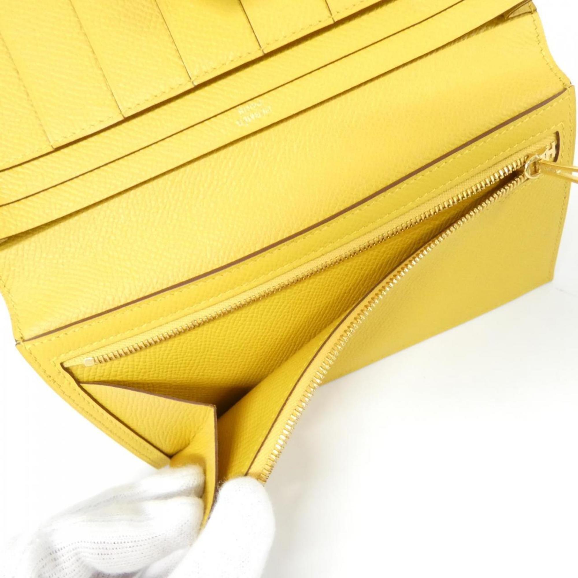 Hermes Yellow Epsom Leather Long Wallet (Bi-Fold) (Pre-Owned)