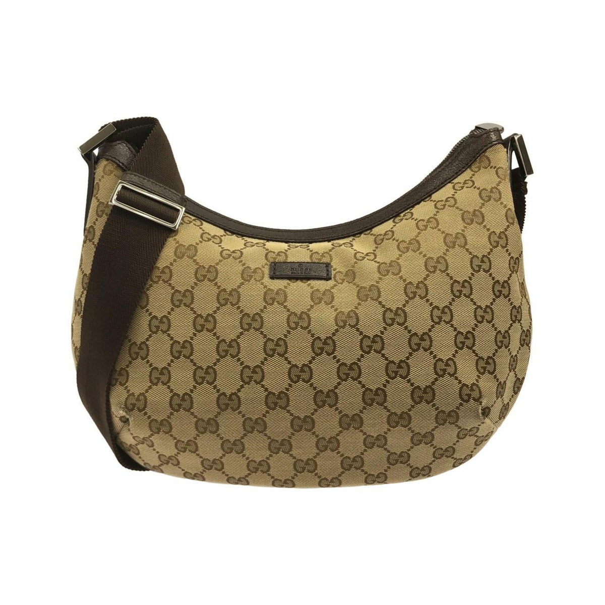 Gucci Beige Dark Brown Gg Canvas Shoulder Bag (Pre-Owned)