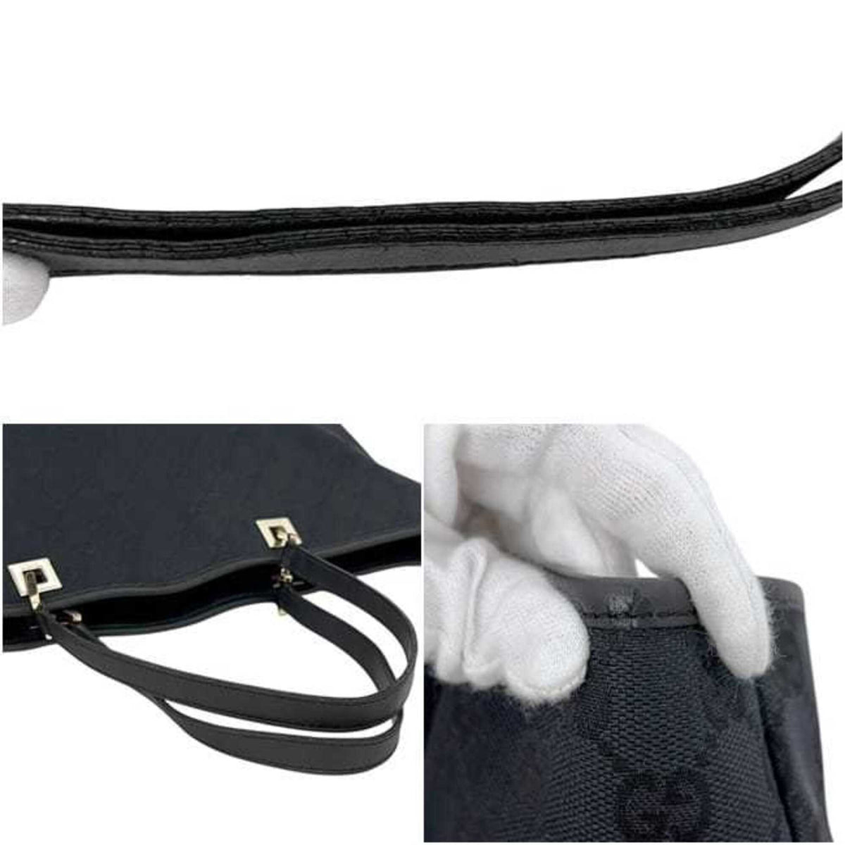 Gucci Black Gg Canvas Leather Tote Bag (Pre-Owned)