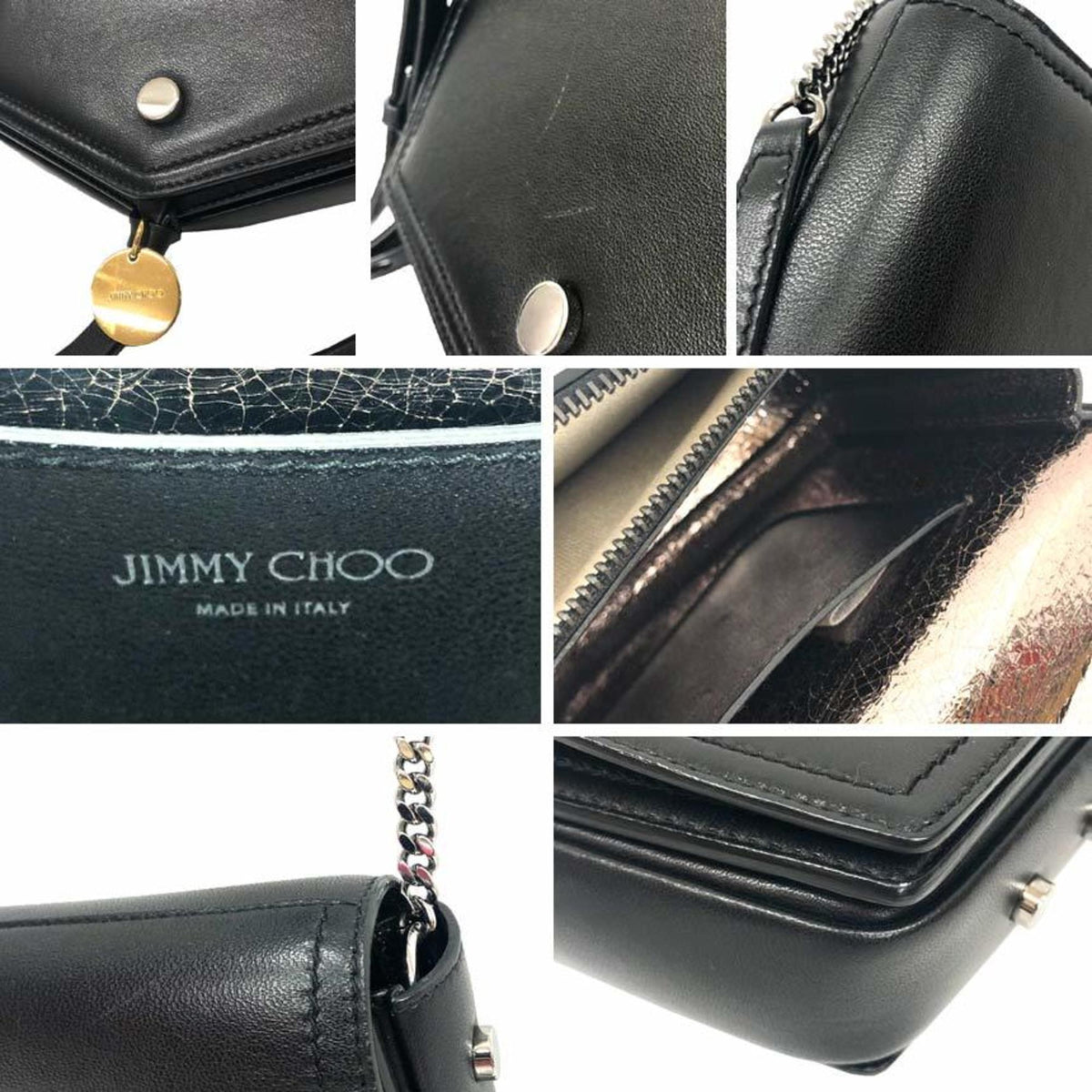 Jimmy Choo Black Leather Pochette Shoulder Bag (Pre-Owned)